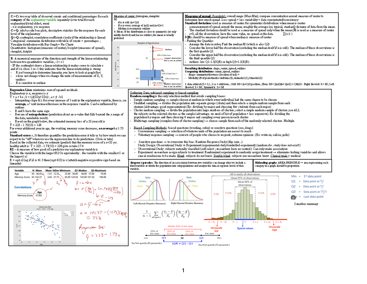 Stats midterm - C->C: two way table of observed counts and conditional ...