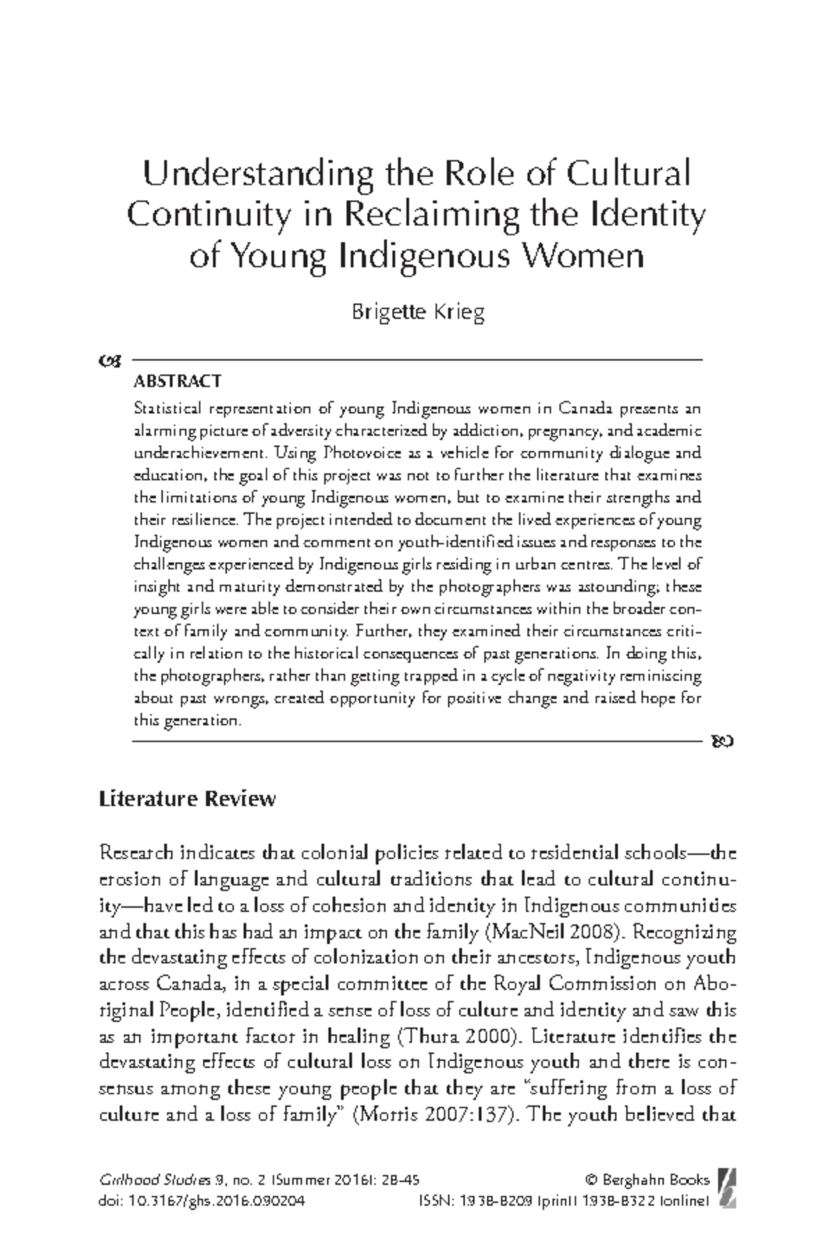 [19388322 - Girlhood Studies] Understanding the Role of Cultural ...
