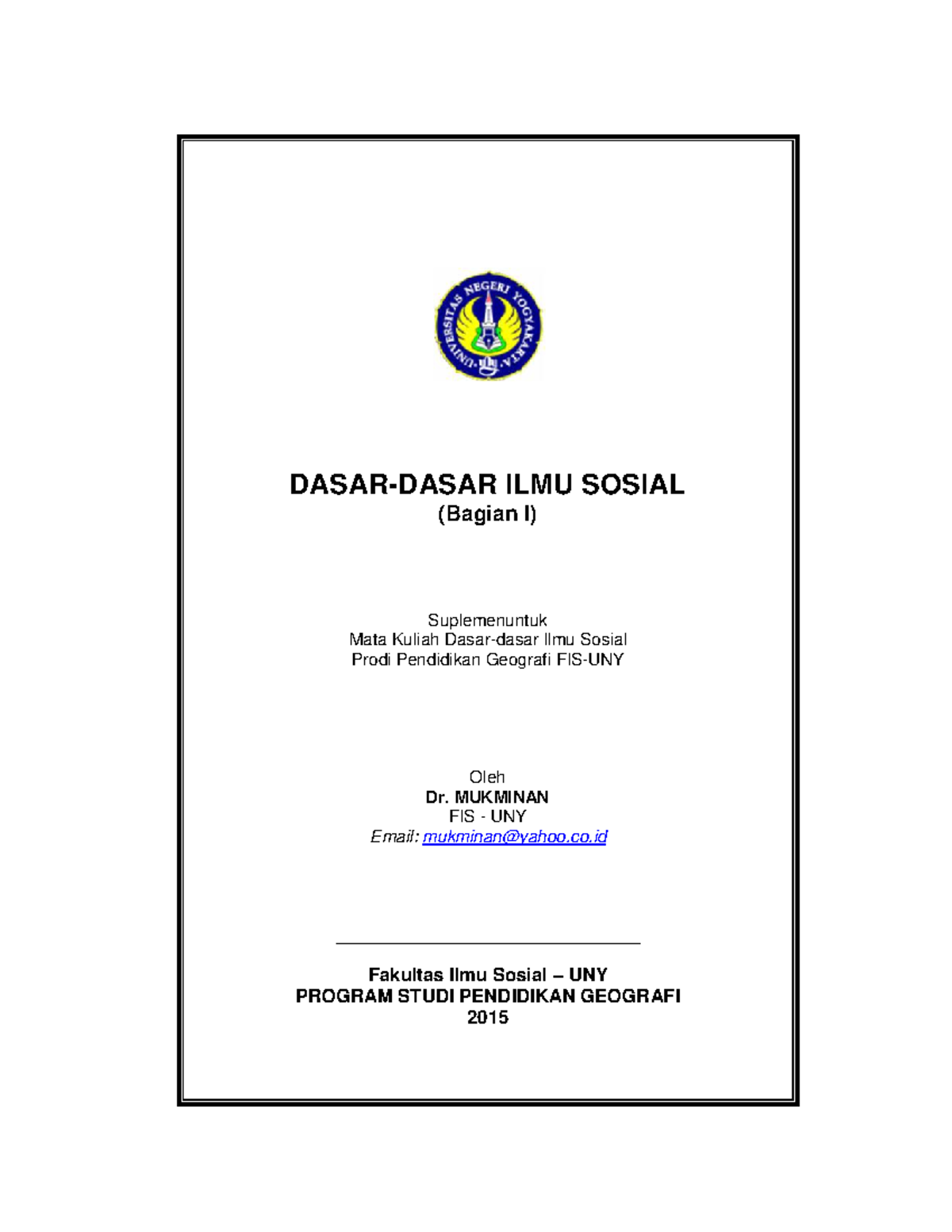 Suplemendasar 2 Ilmu Sosial 1 - DASAR-DASAR ILMU SOSIAL (Bagian I ...