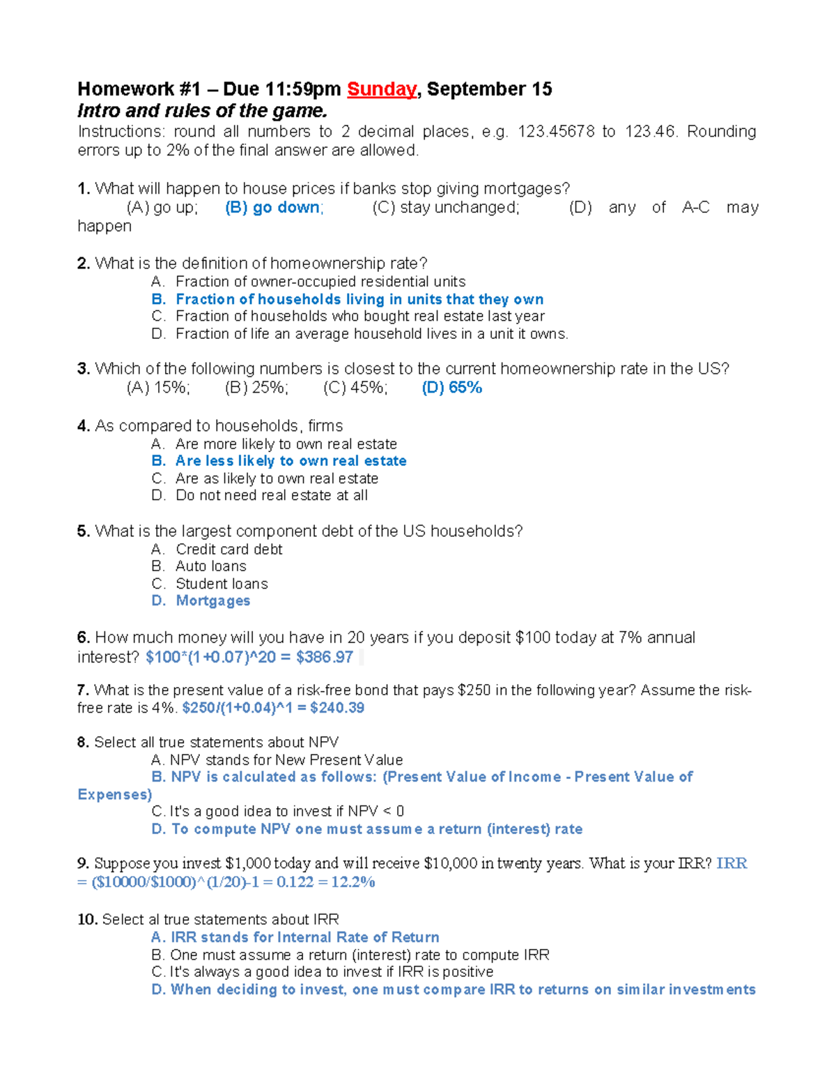 HW1Solution - hw 1 - Homework #1 – Due 11:59pm Sunday, September 15 ...