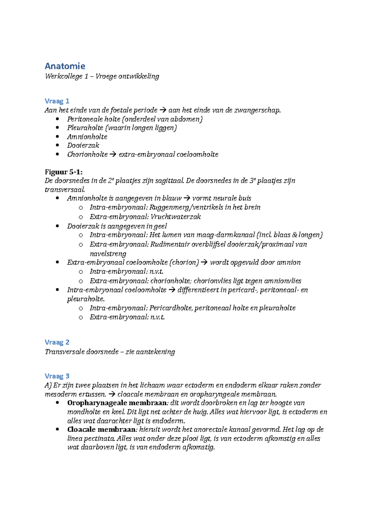 Werkgroep Uitwerkingen - Werkcollege 1 - Anatomie Werkcollege 1 ...