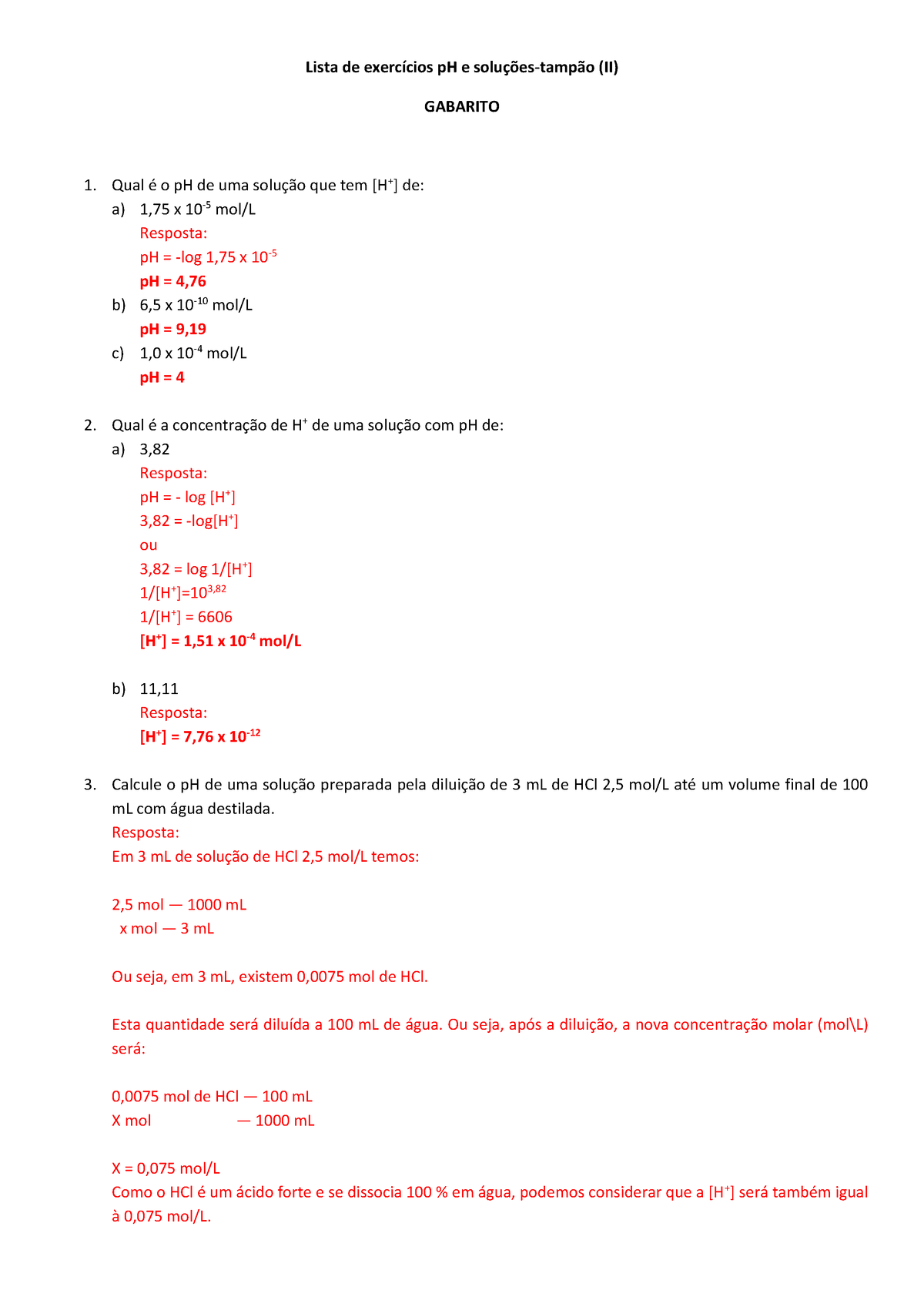 Lista De Exercicios P H E Solucoes II Resolucoes - Lista De ExercÌcios ...