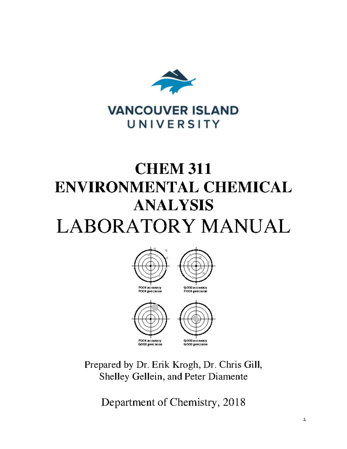 CHEM 311 lab manual Introduction 2018 i CHEM 311 ENVIRONMENTAL