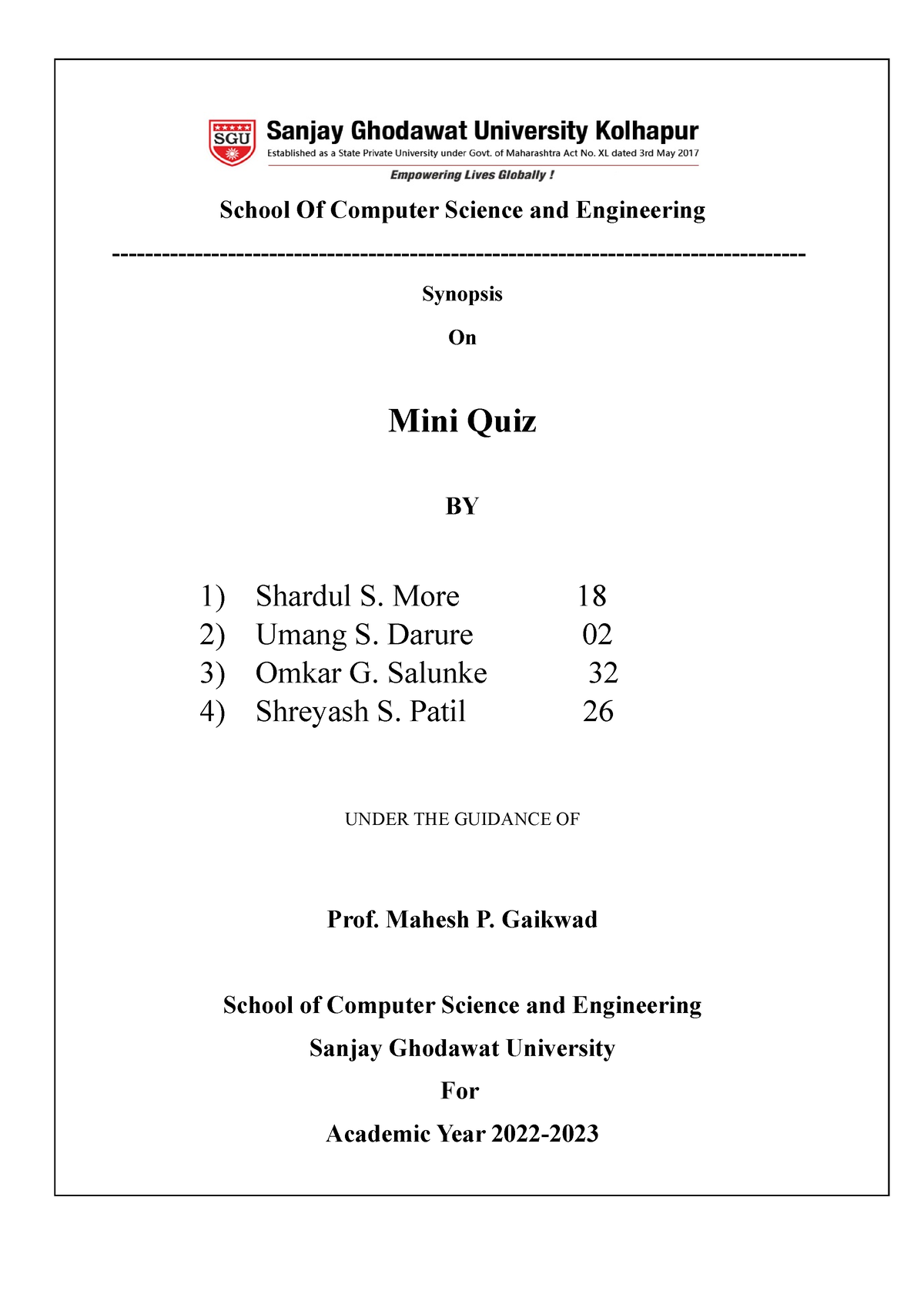 What Is Project Synopsis In Computer Science