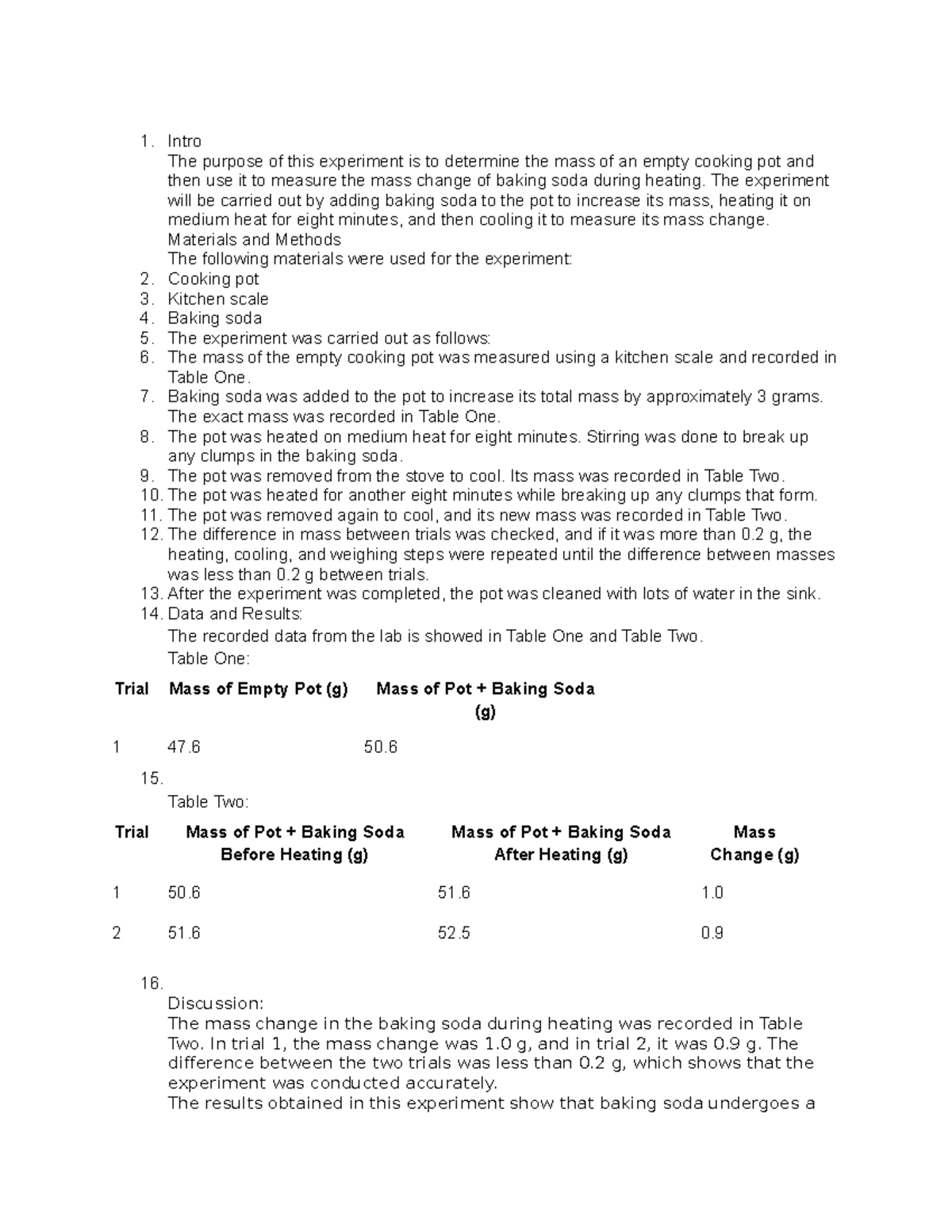 5.07 lab - lab - Intro The purpose of this experiment is to determine ...