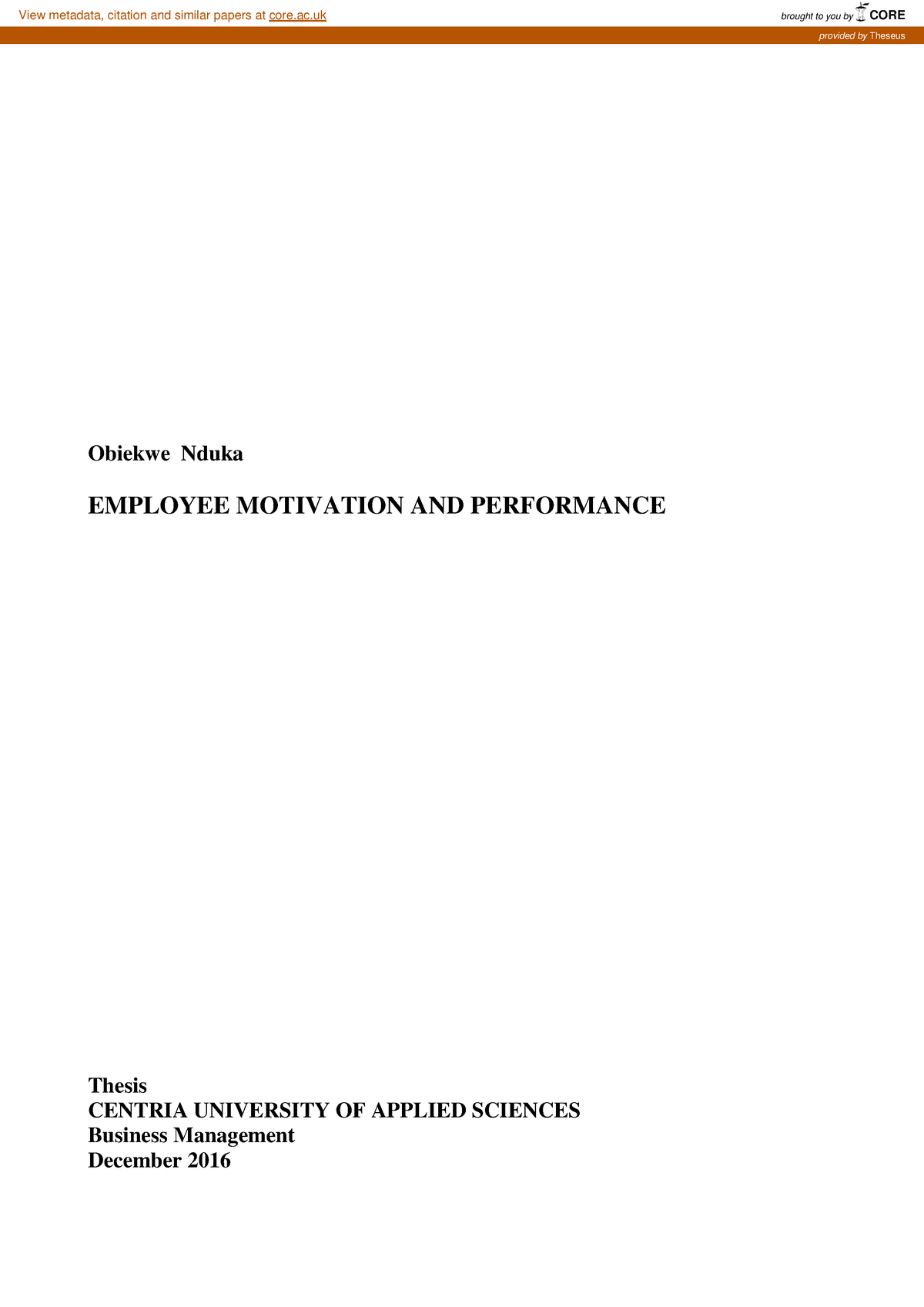 employee motivation and performance dissertation