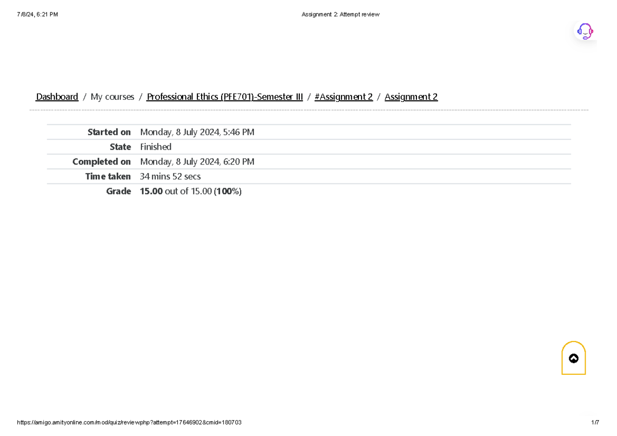 Assignment 2 Attempt review - Started on Monday, 8 July 2024, 5:46 PM ...