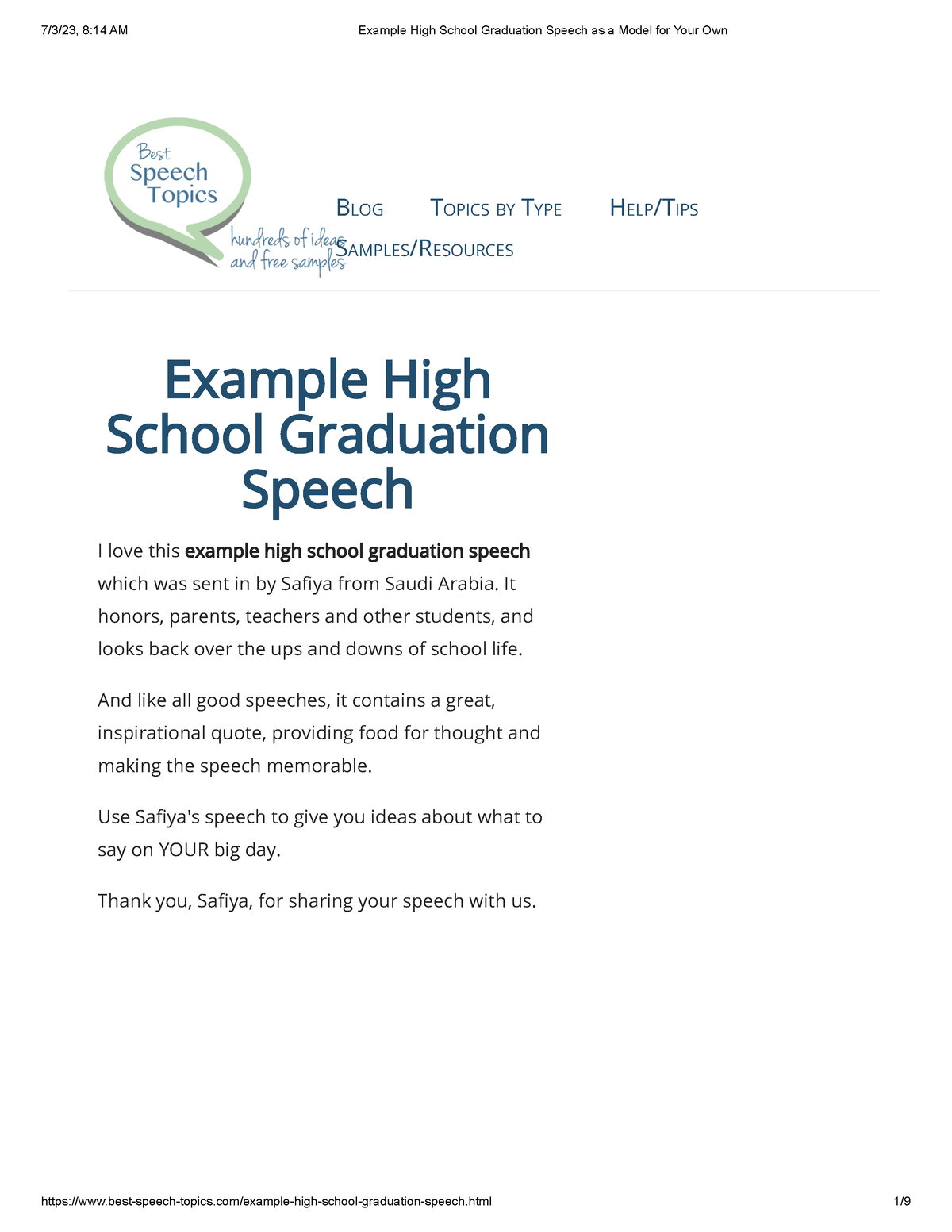 graduation speech writing guidelines