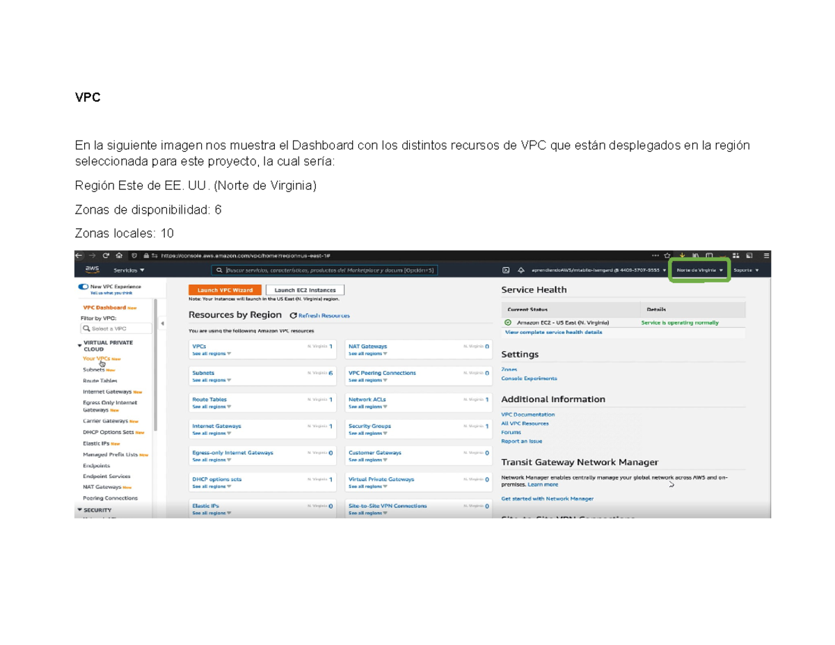 Creación VPC - Servicios AWS - VPC En la siguiente imagen nos muestra ...