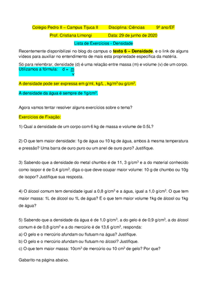 O Que Tem Maior Densidade 1g De água Ou 10kg De água