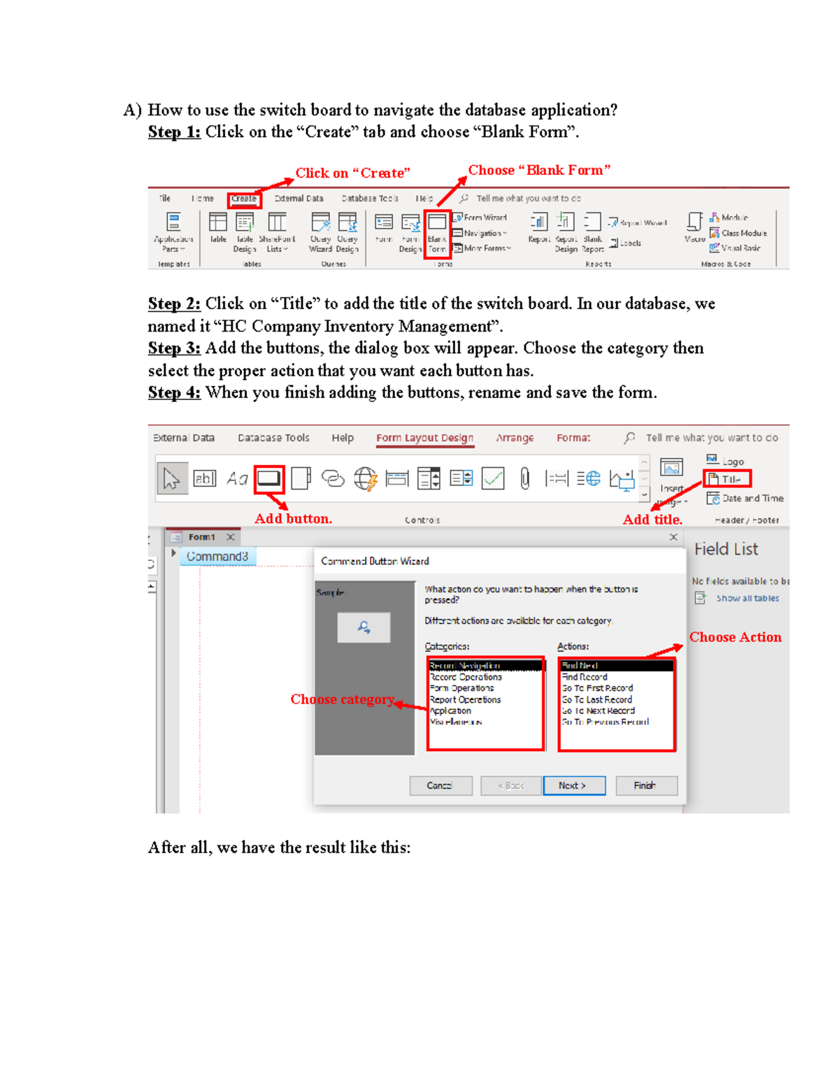 User-Instruction (MIS) - A) How to use the switch board to navigate the ...