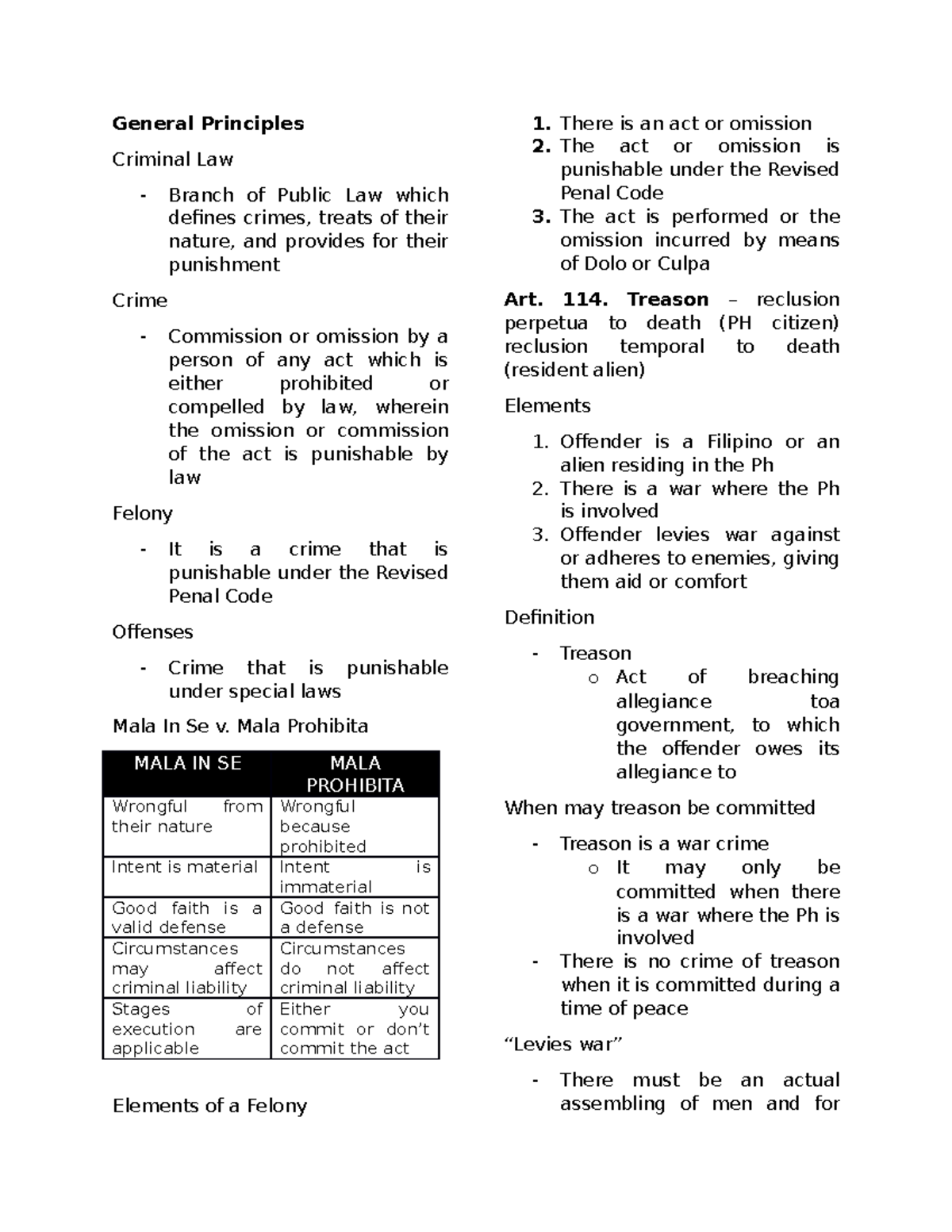 Crim2 Notes - General Principles Criminal Law Branch of Public Law ...