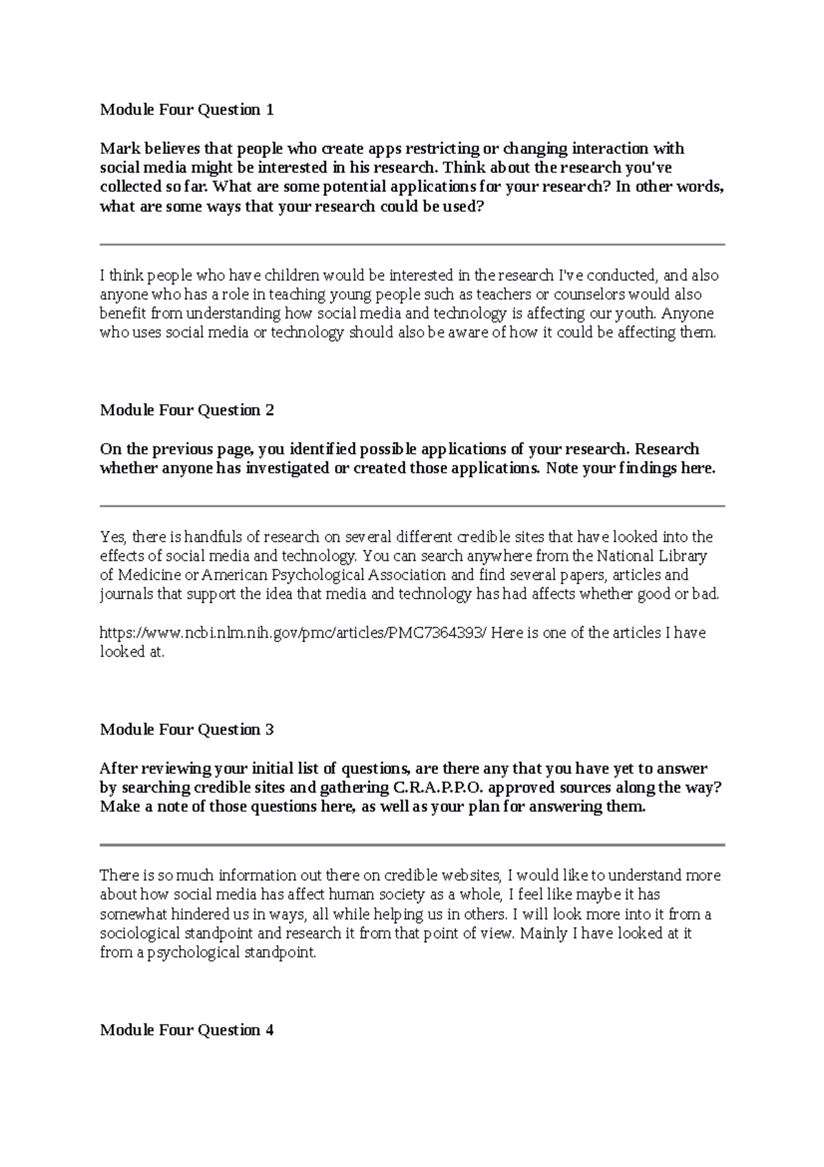 Erika Langley SCS 200 Applied Social Sciences - Module Four Question 1 ...