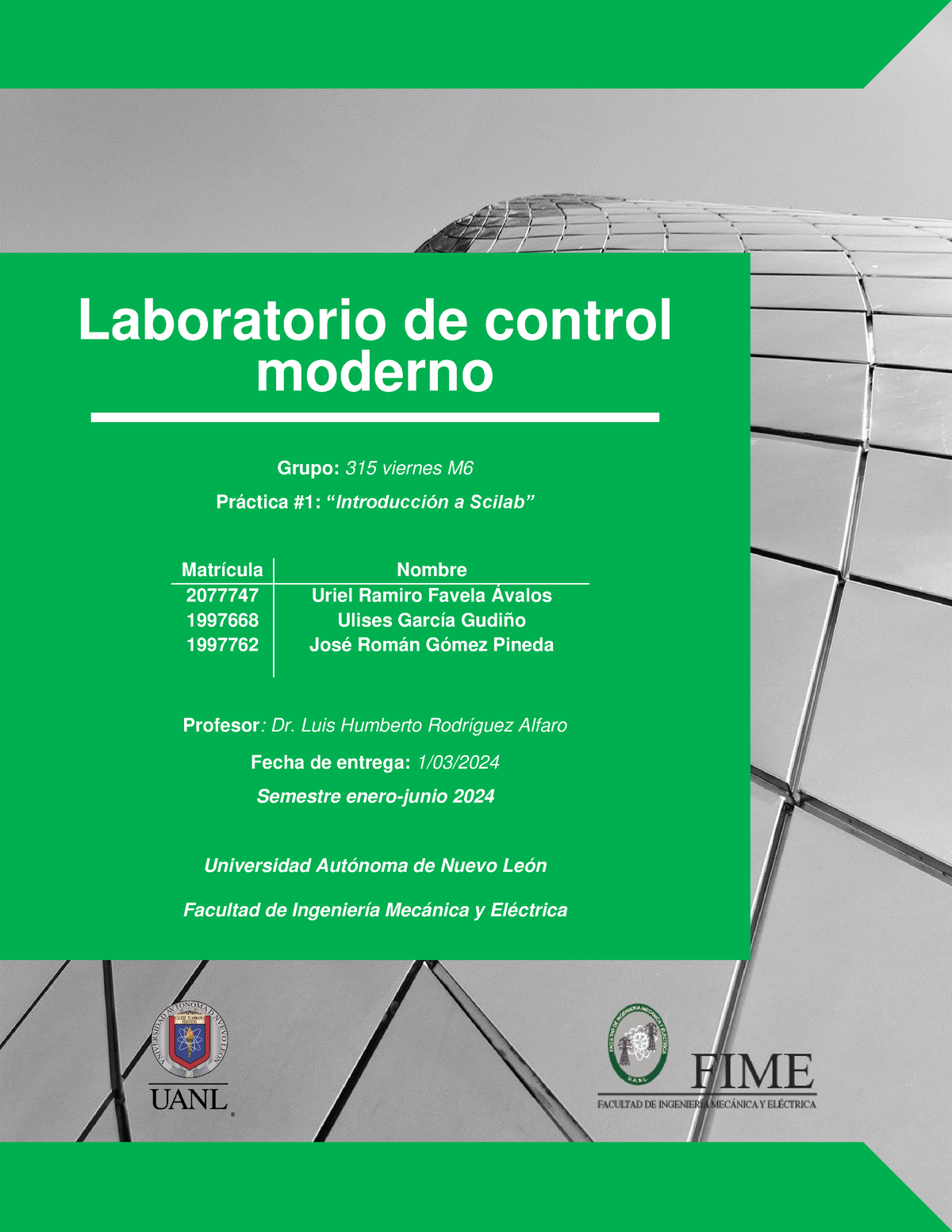 P1 - P1 Alfaro - Laboratorio De Control Moderno Grupo: 315 Viernes M ...