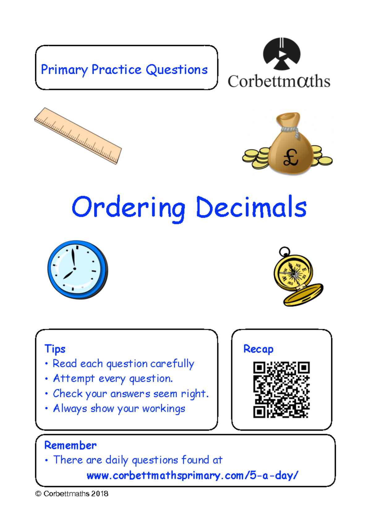 Ordering-decimals-pdf - Primary Practice Questions Ordering Decimals ...