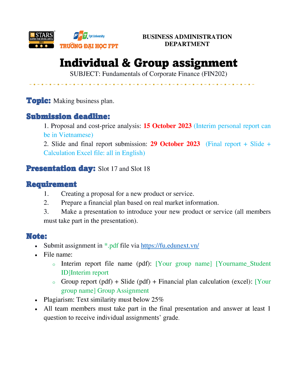 group assignment fin202