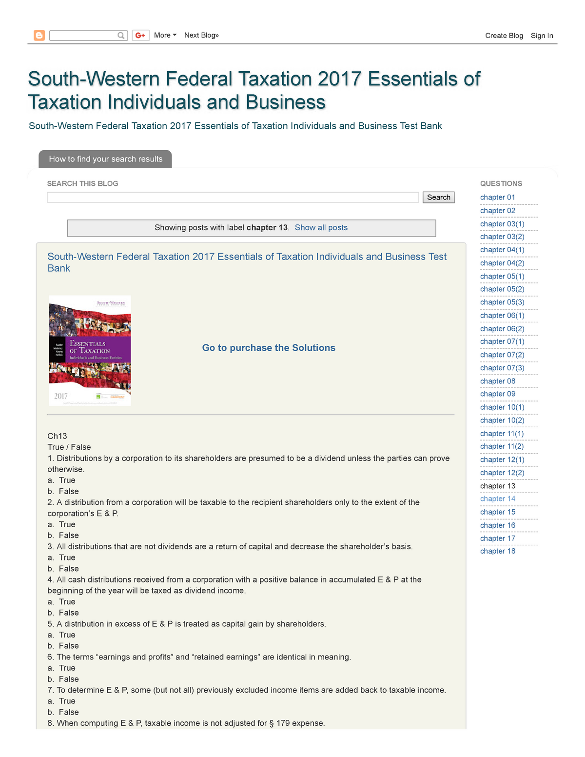 SouthWestern Federal Taxation 2017 Essentials of Taxation Individuals