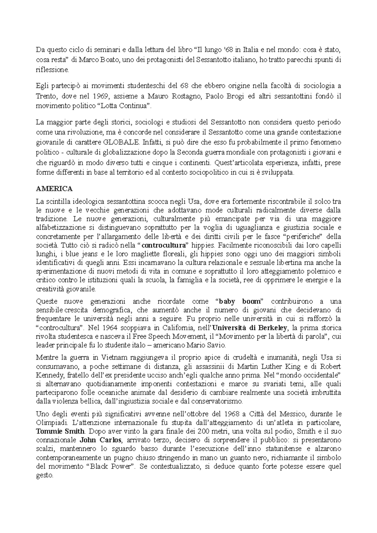 Il Movimento del Sessantotto in Italia e nel mondo Da questo ciclo di