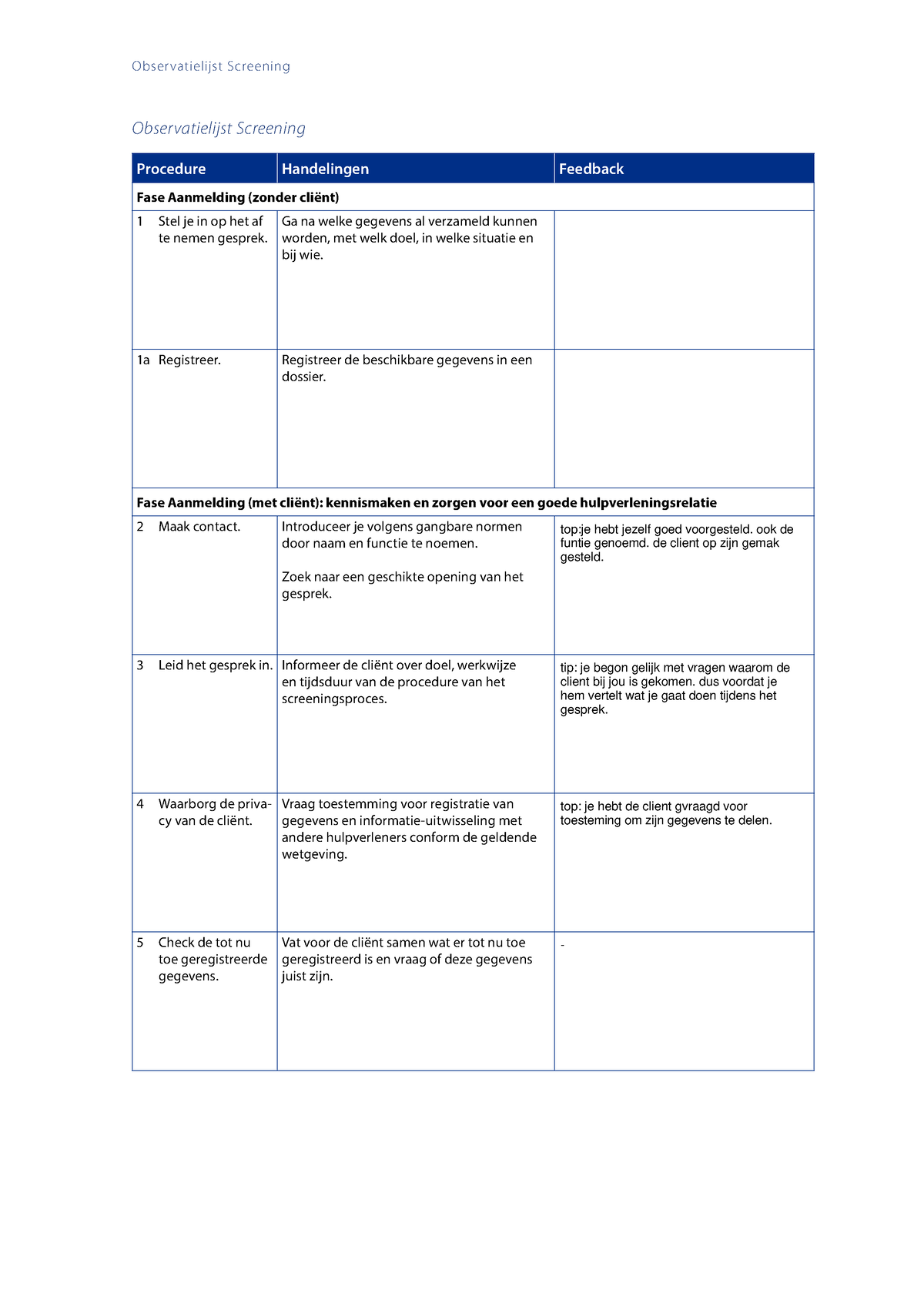 Observatielijst Screening - Observatielijst Screening Observatielijst ...