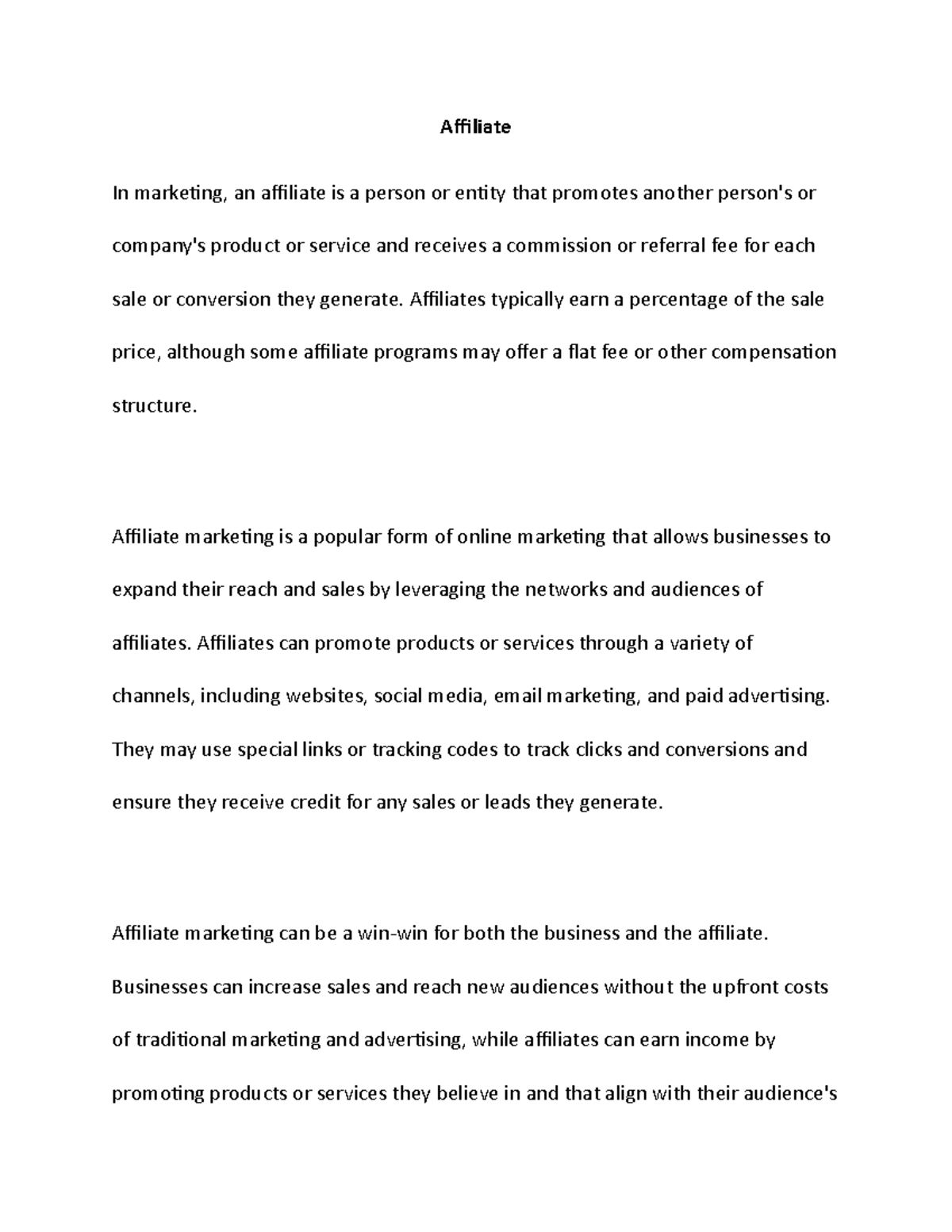 Affiliate - Affiliate In marketing, an affiliate is a person or entity ...