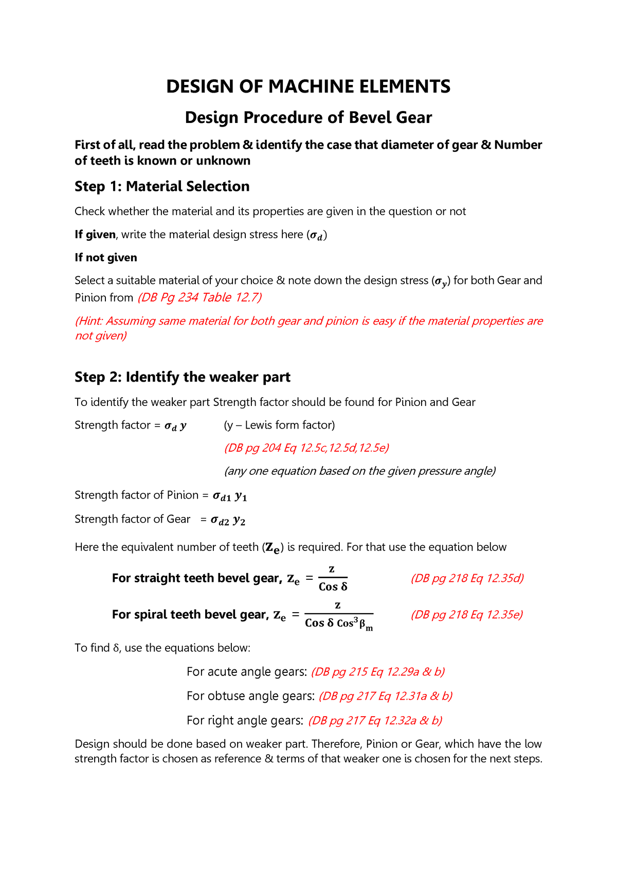 3 Design Of Bevel Gear - DESIGN OF MACHINE ELEMENTS Design Procedure Of ...