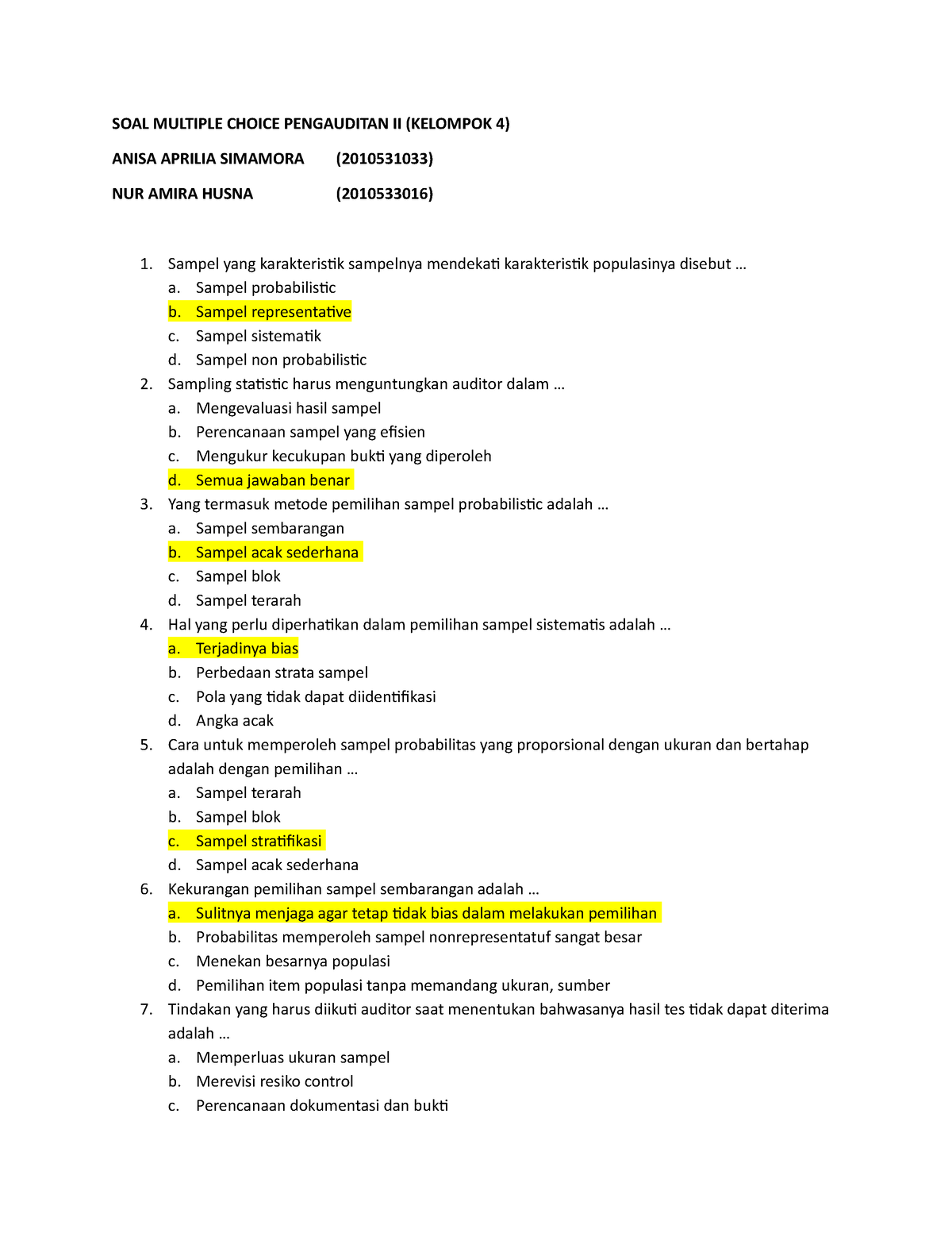 Multiple Choice Chapter 15 Kelompok I Soal Multiple Choice