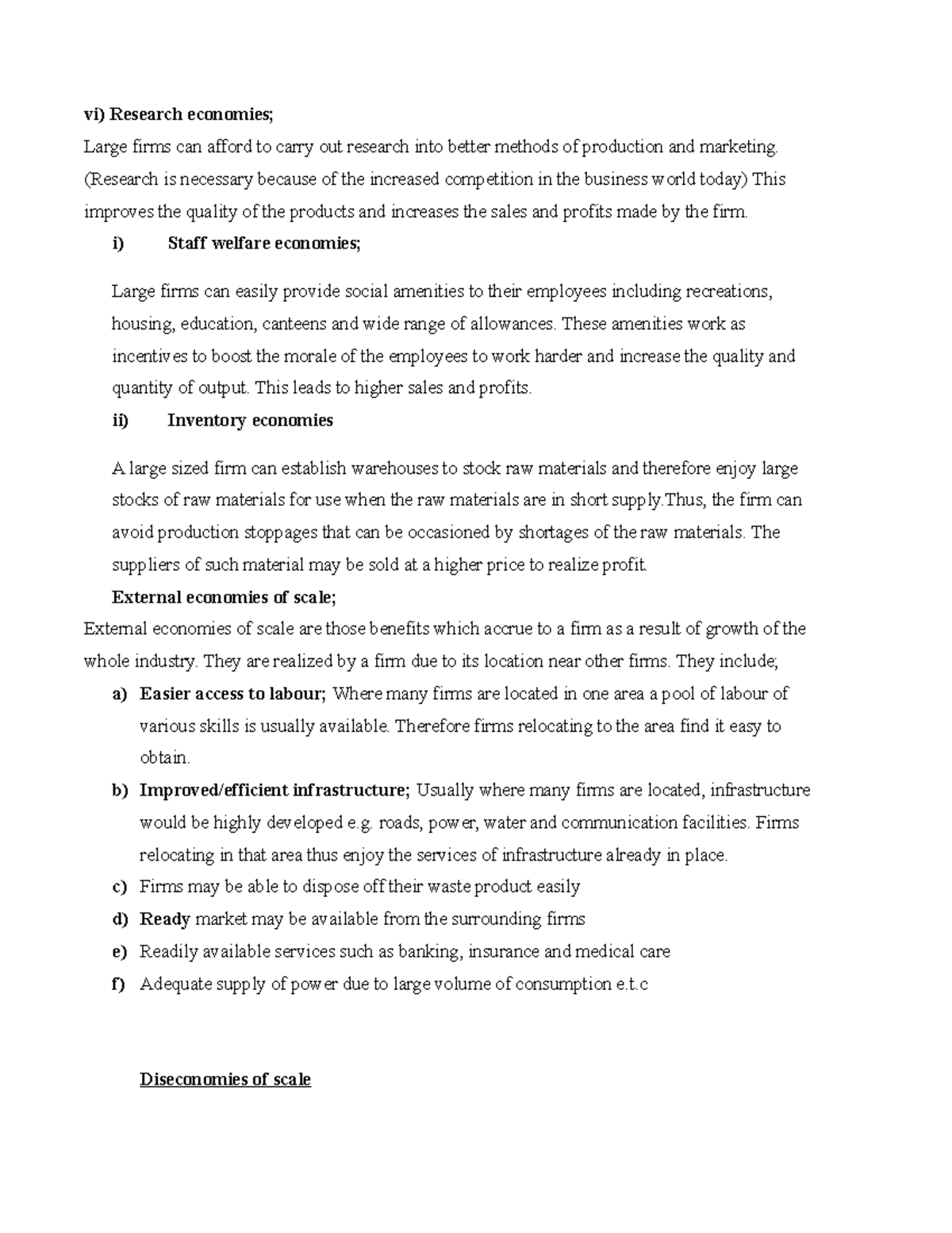 Business class 2 notes part4 vi) Research economies; Large firms can