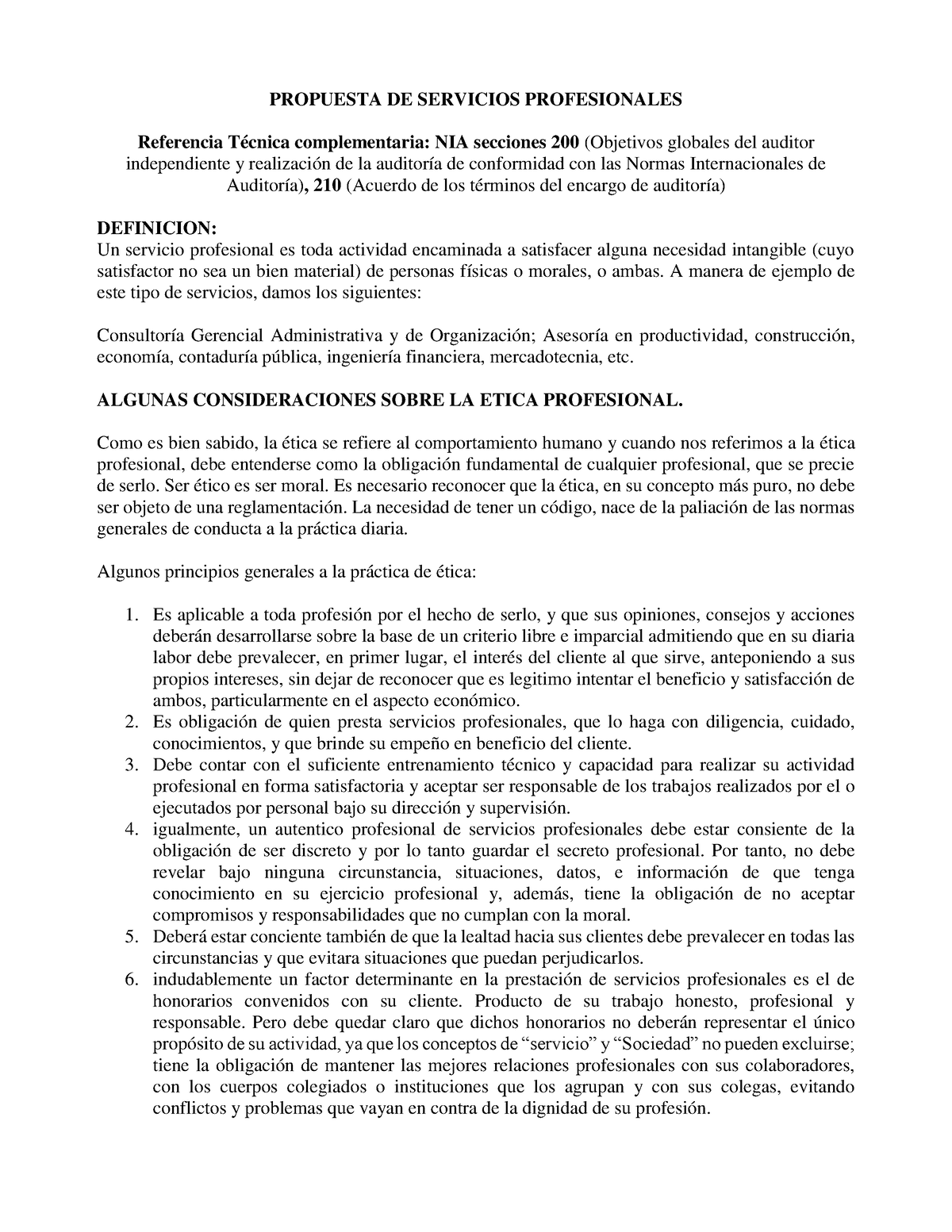 Propuesta De Servicios Profesionales Propuesta De Servicios Profesionales Referencia Técnica 0267