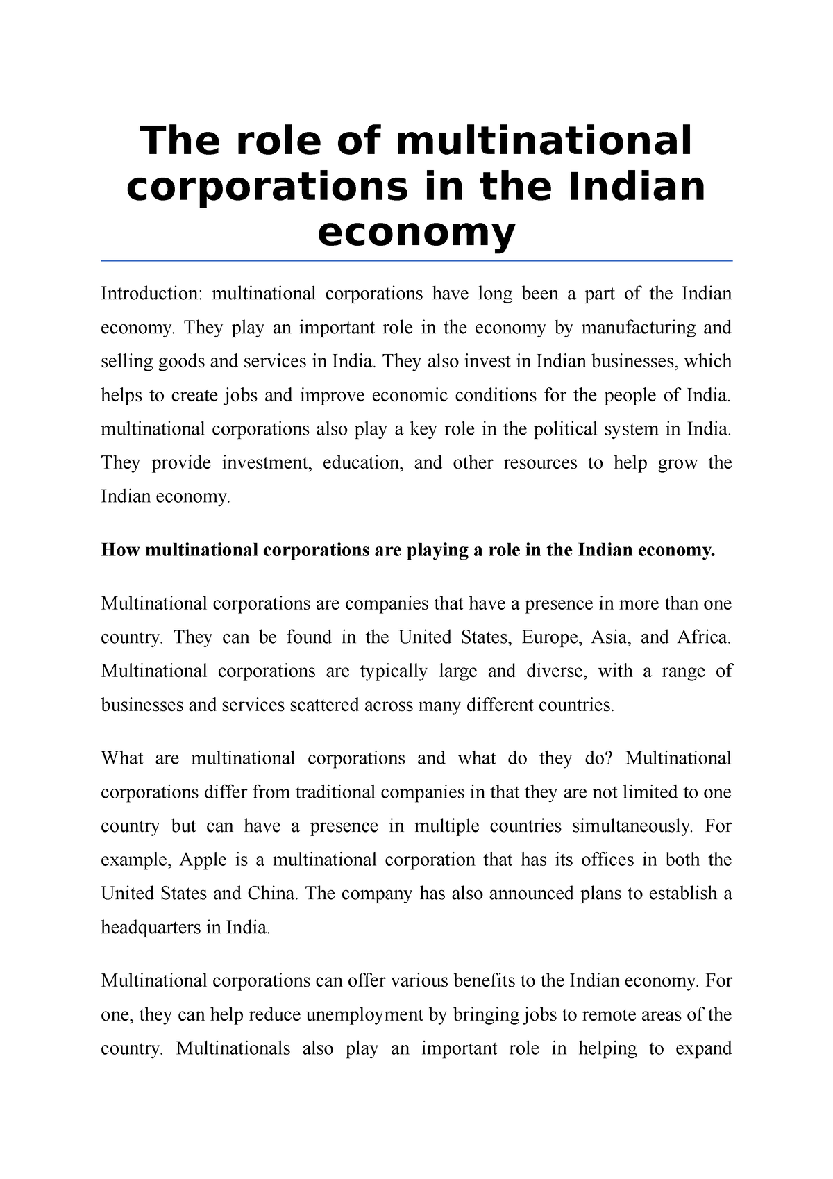 the-role-of-multinational-corporations-in-the-indian-economy-the-role