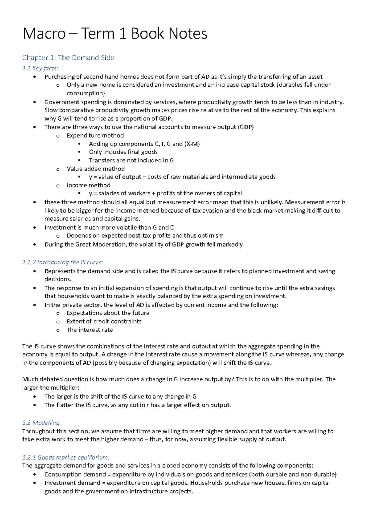 Macro – Term 1 Book Notes - Macro – Term 1 Book Notes Chapter 1: The ...