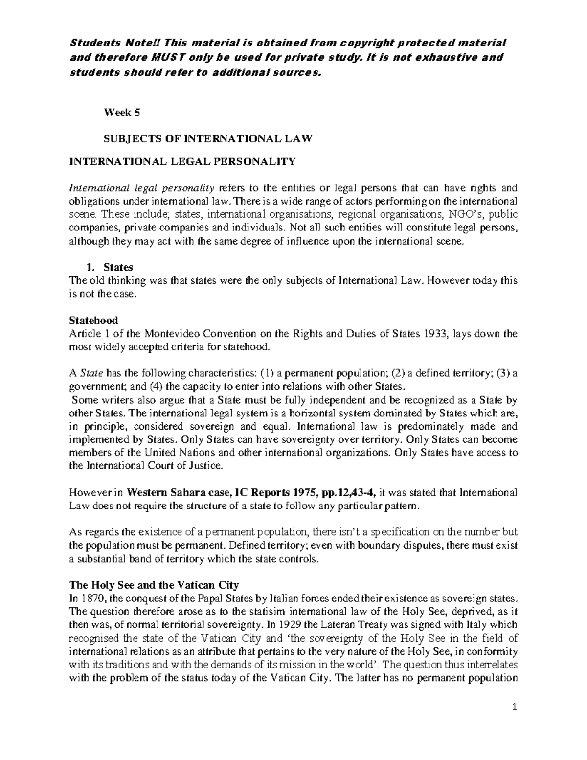 Subjectsof IL - Detailed notes on subjects of international law ...