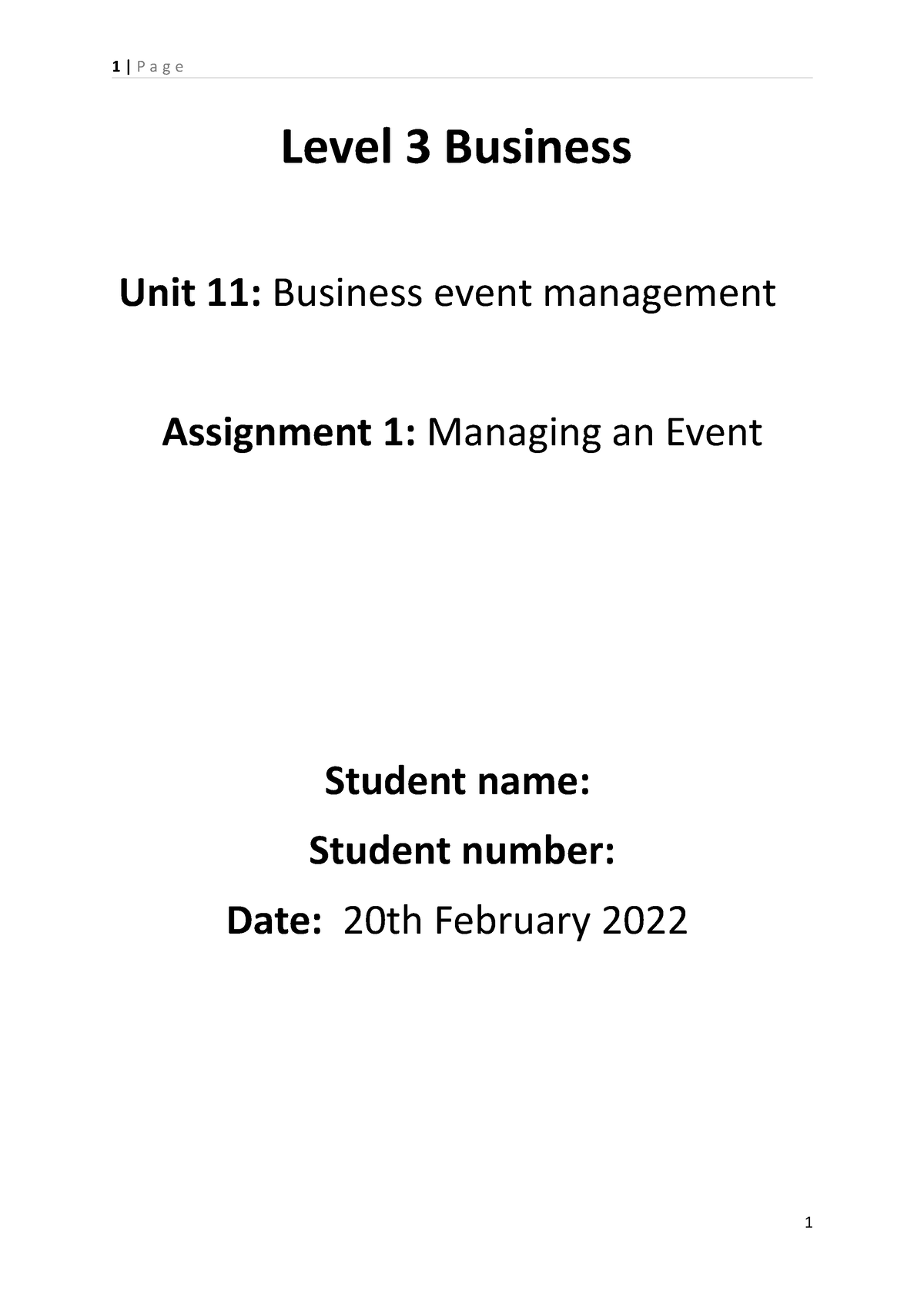 business event management assignment