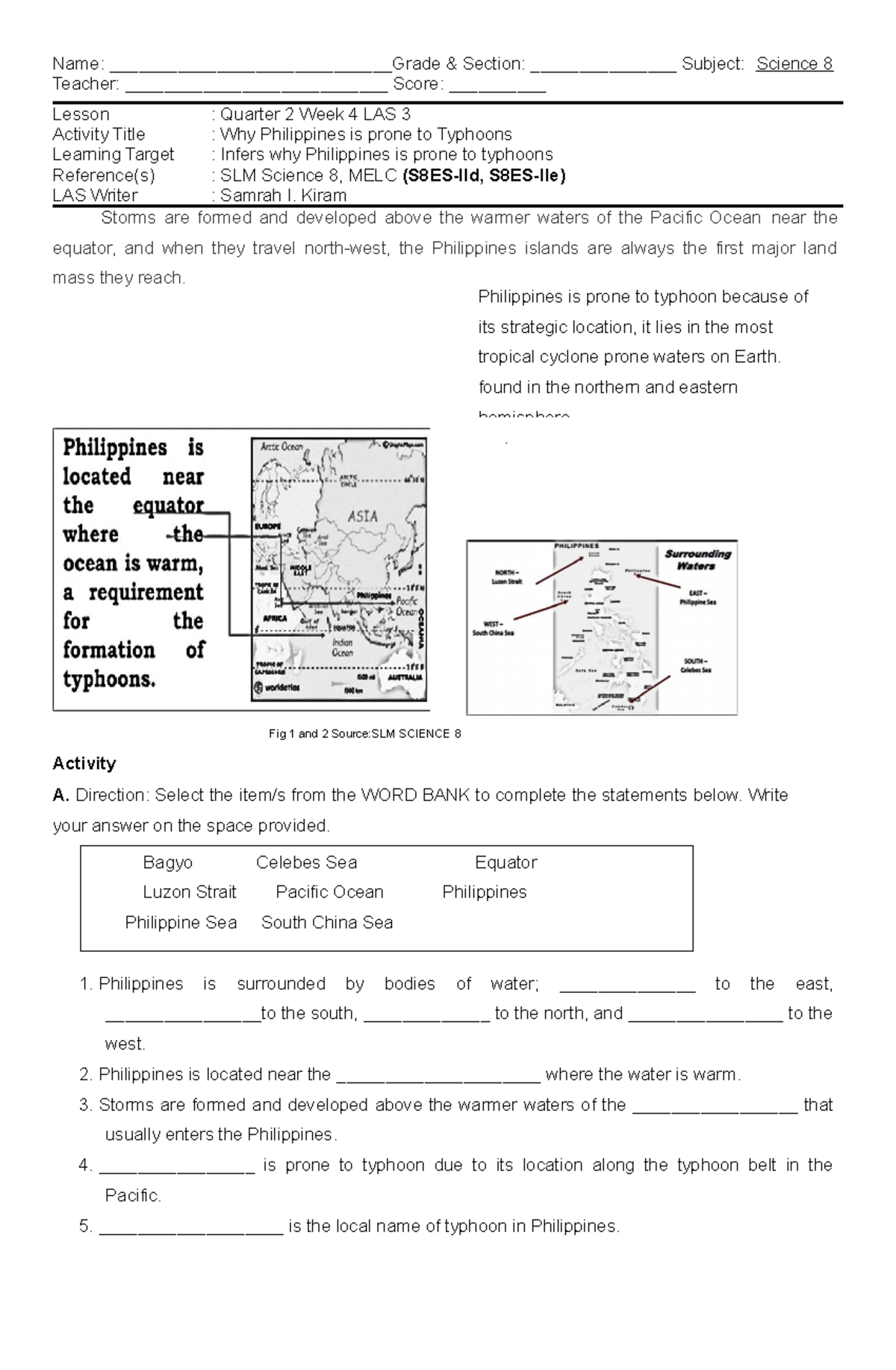 Science 8 Q2 Week4 LAS3 - Name: _____________________________Grade ...