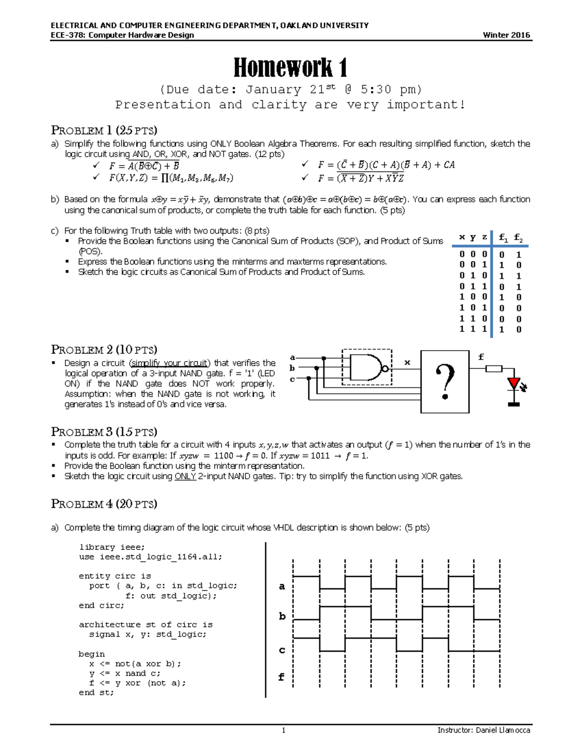 HW1, Q + A - Homework Assignment 1 - ECE-378: Computer Hardware Design ...