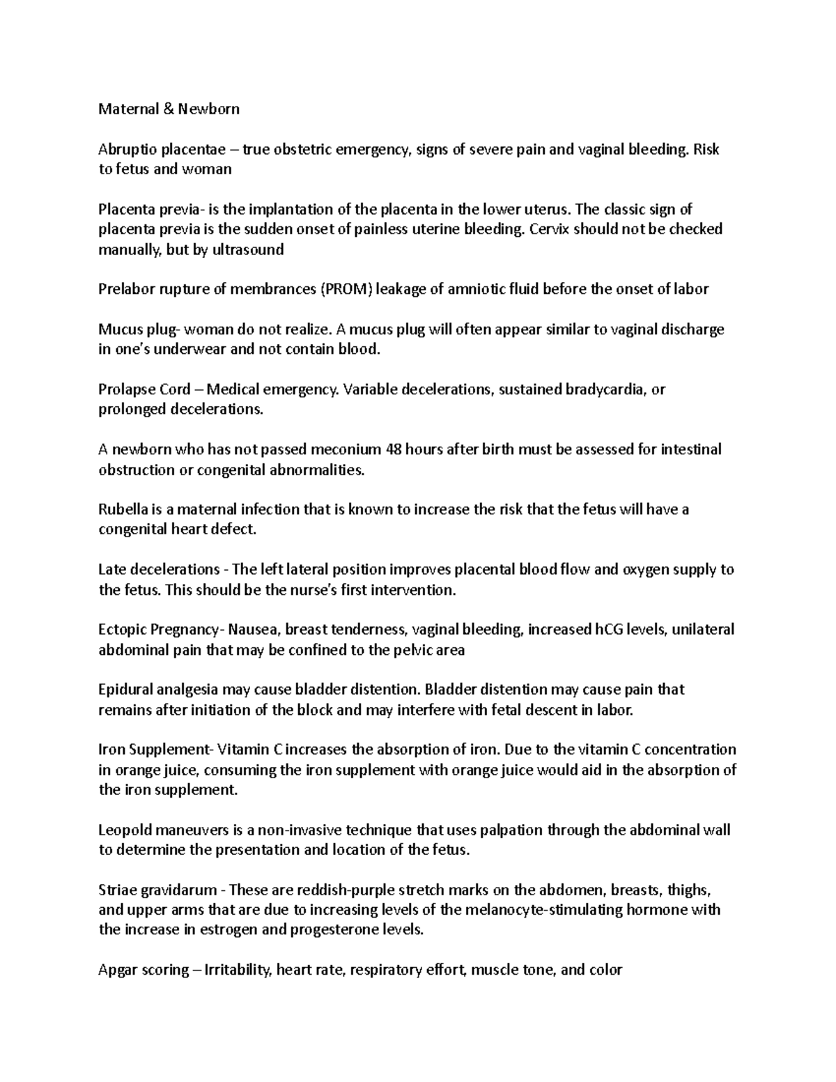 Nclex notes - Maternal & Newborn Abruptio placentae – true obstetric ...