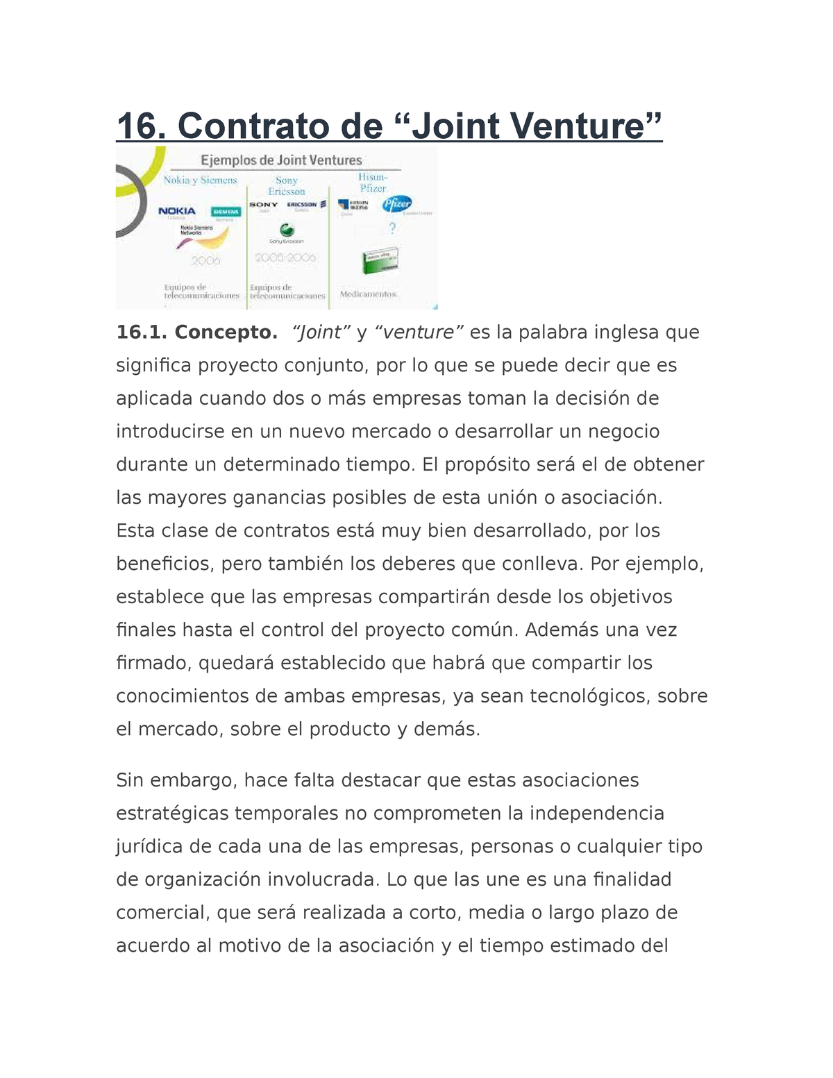 Contrato De Joint Venture Contrato De Joint Venture Concepto Joint Y Venture Es