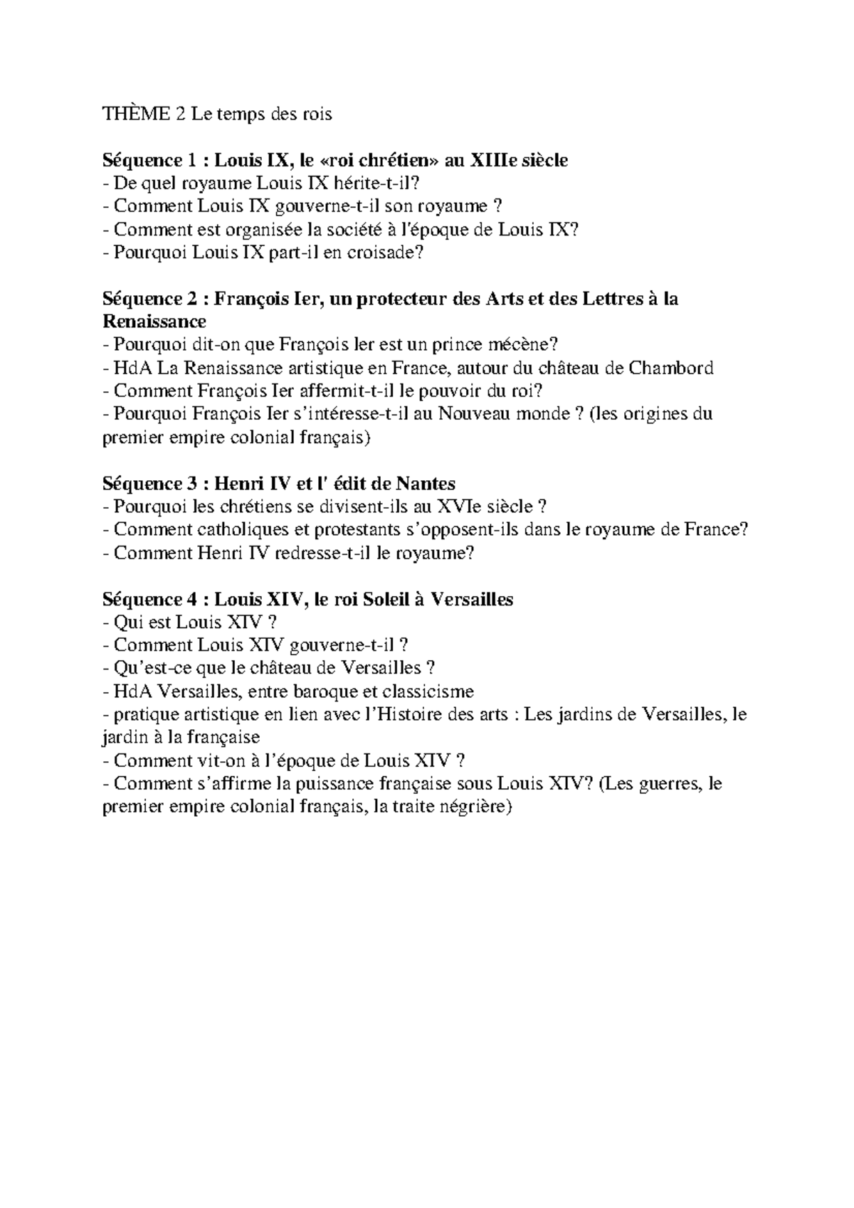 Le Temps Des Rois Cm1 Séquence Decoupage Le temps des rois - THÈME 2 Le temps des rois Séquence 1 : Louis  IX, le «roi chrétien» au - Studocu