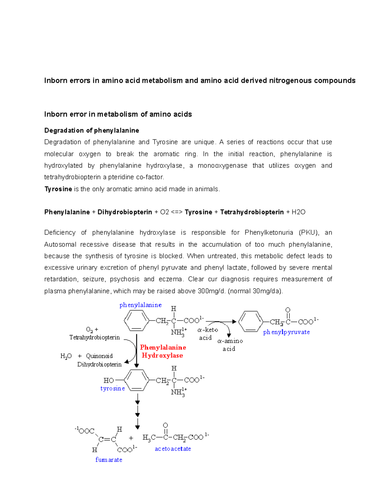 Inborn Errors OF Amino ACID Metabolism - Inborn errors in amino acid ...