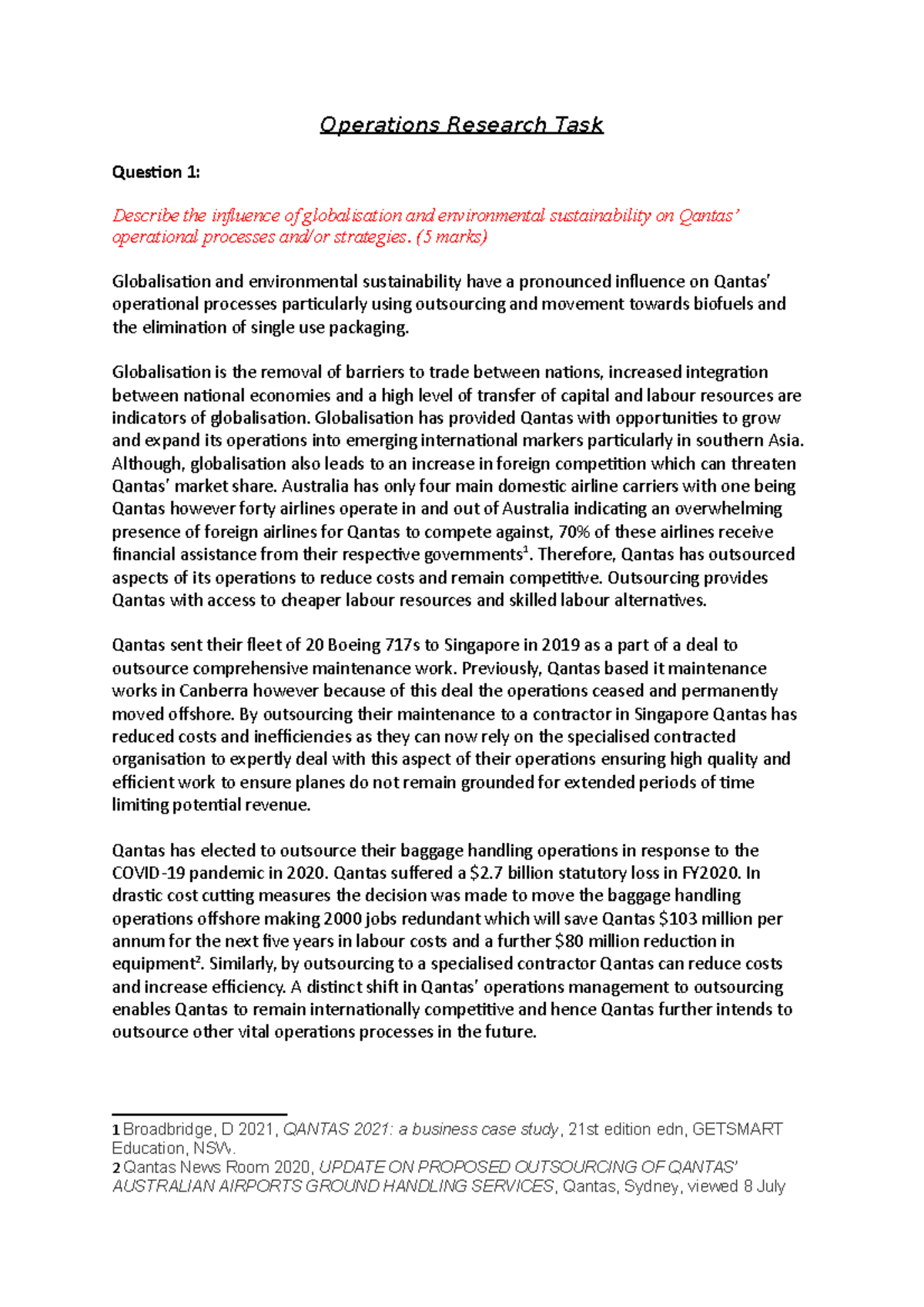 Operations Research Task - Operations Research Task Question 1 ...