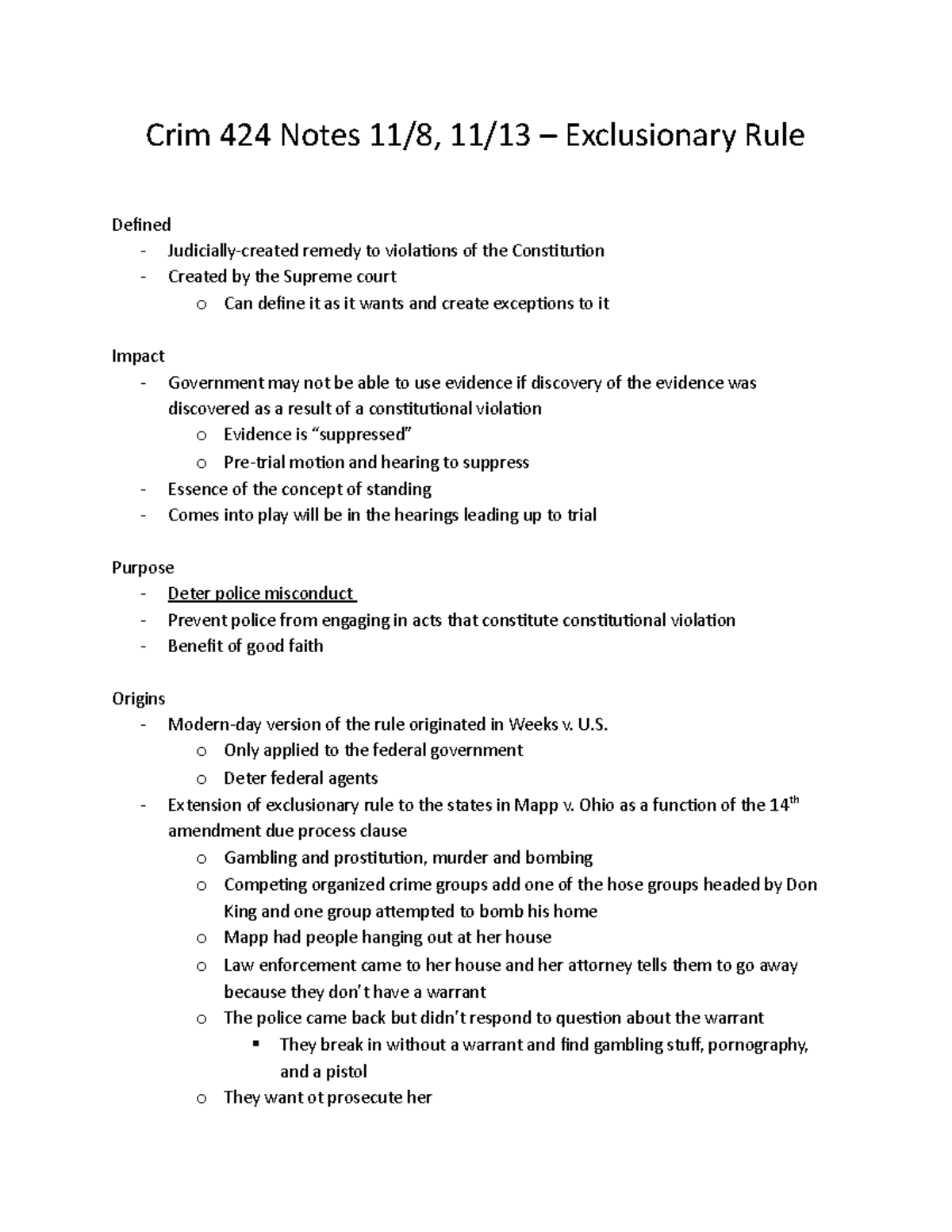 exclusionary-rule-lisa-baker-crim-424-notes-exclusionary-rule