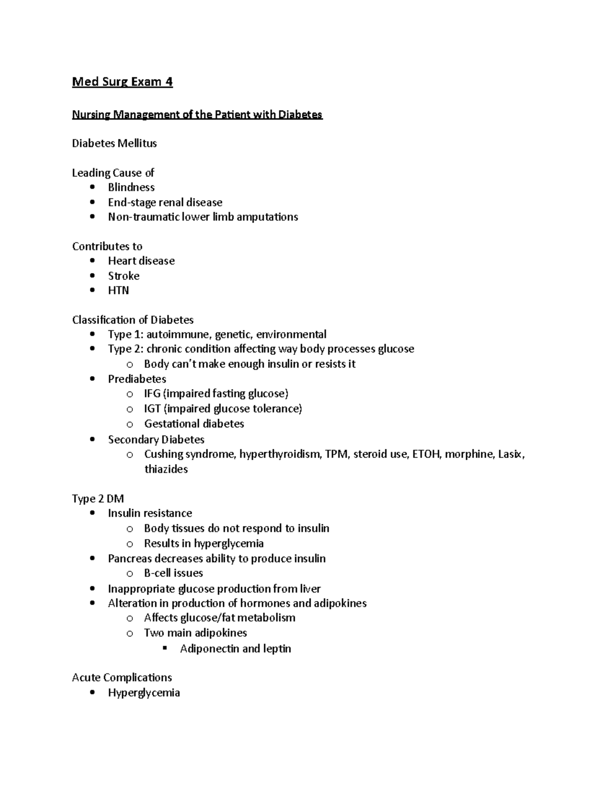 Med Surg Exam 4 - Exam 4 Study Guide - Med Surg Exam 4 Nursing ...