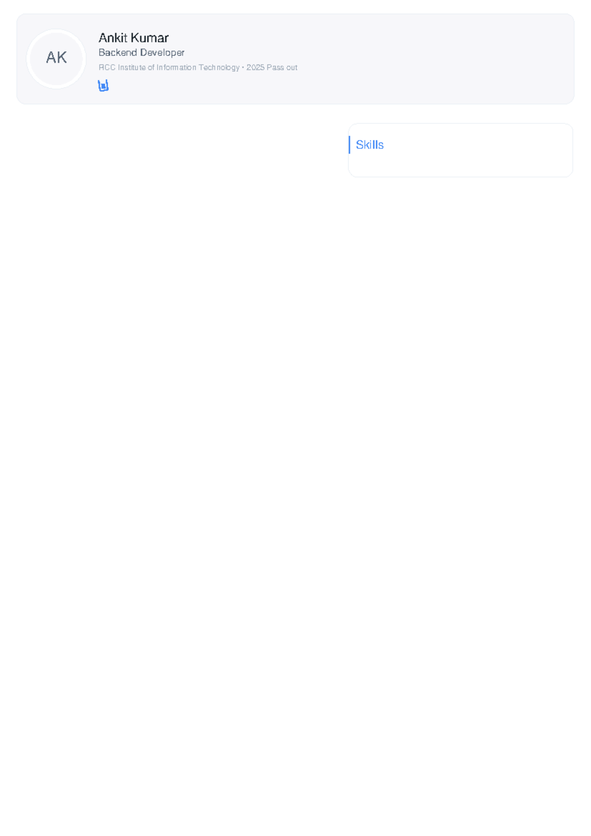 Resume Ankit Kumar - BHB - Operating system - AK Ankit Kumar Backend ...