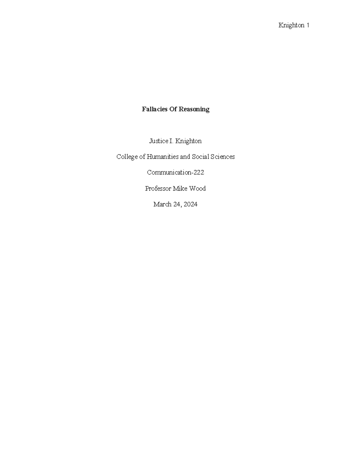 Fallacies of reasoning fallacies of reasoning justice i knighton