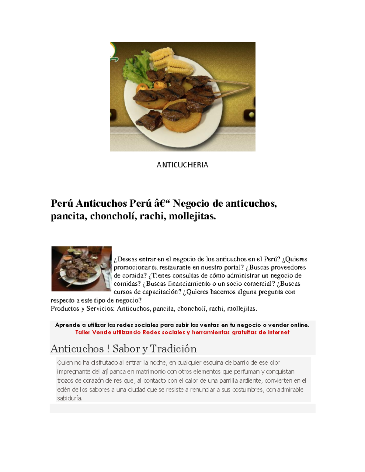 225728660 Anticucheria ANTICUCHERIA Perú Anticuchos Perú â€“ Negocio