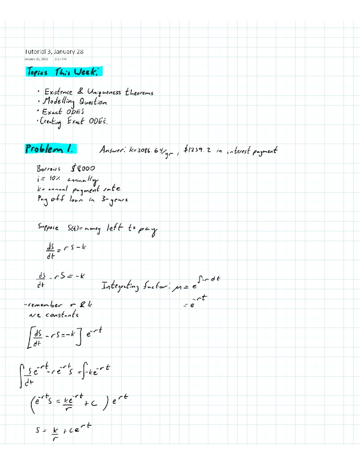 Tutorial 3 Solutions - MATH 263. Ordinary Differential Equations - Math ...