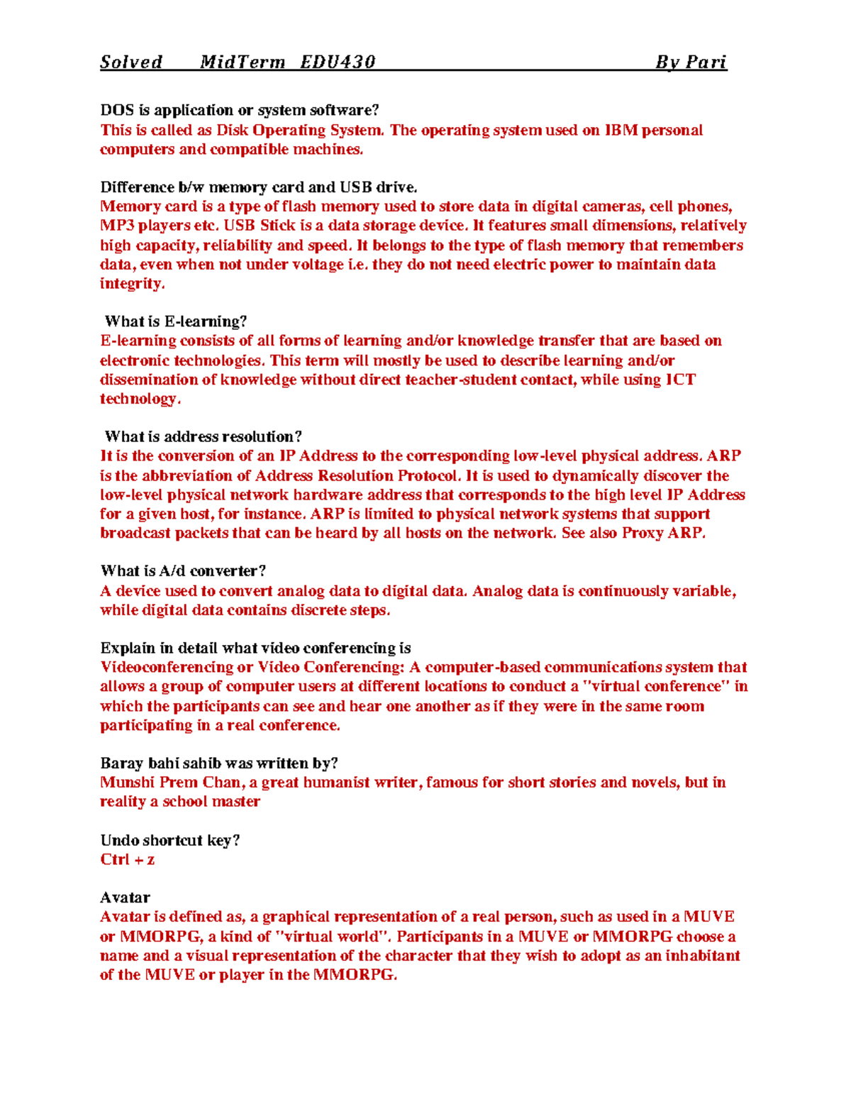 Edu430 Midterm mcqs and subjective DOS is application or system