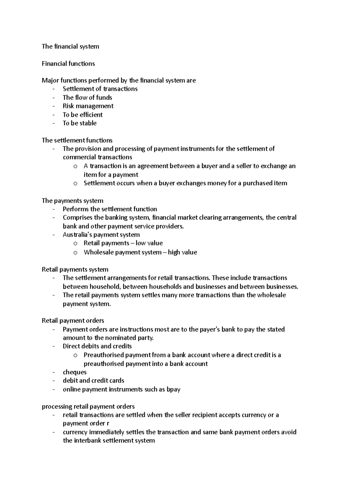 Financial systems - 1-5 notes for TFS. with formulas and full lecture ...