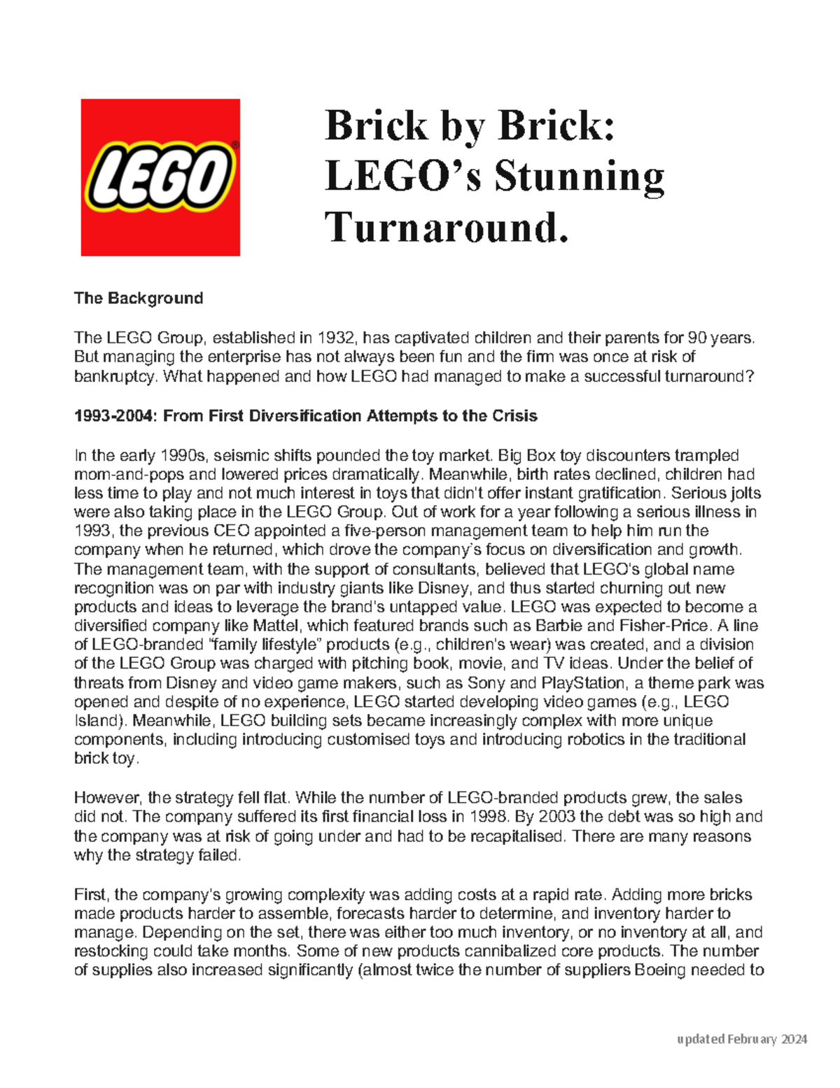 Brick by brick LEGO's turnaround S1 2024 - Brick by Brick: LEGO’s ...