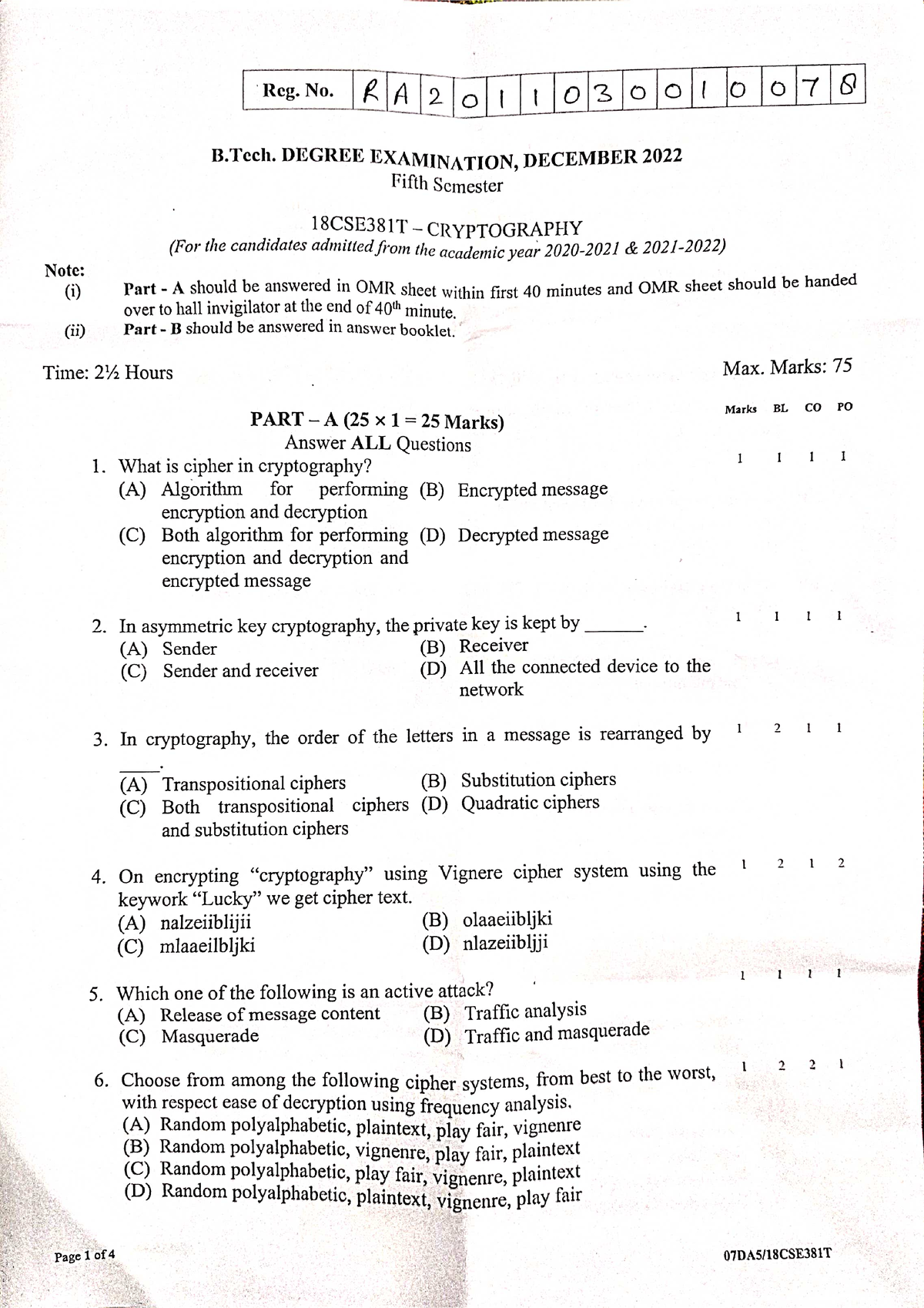 Cryptography Sem Paper - Cryptography And Network Security - Studocu