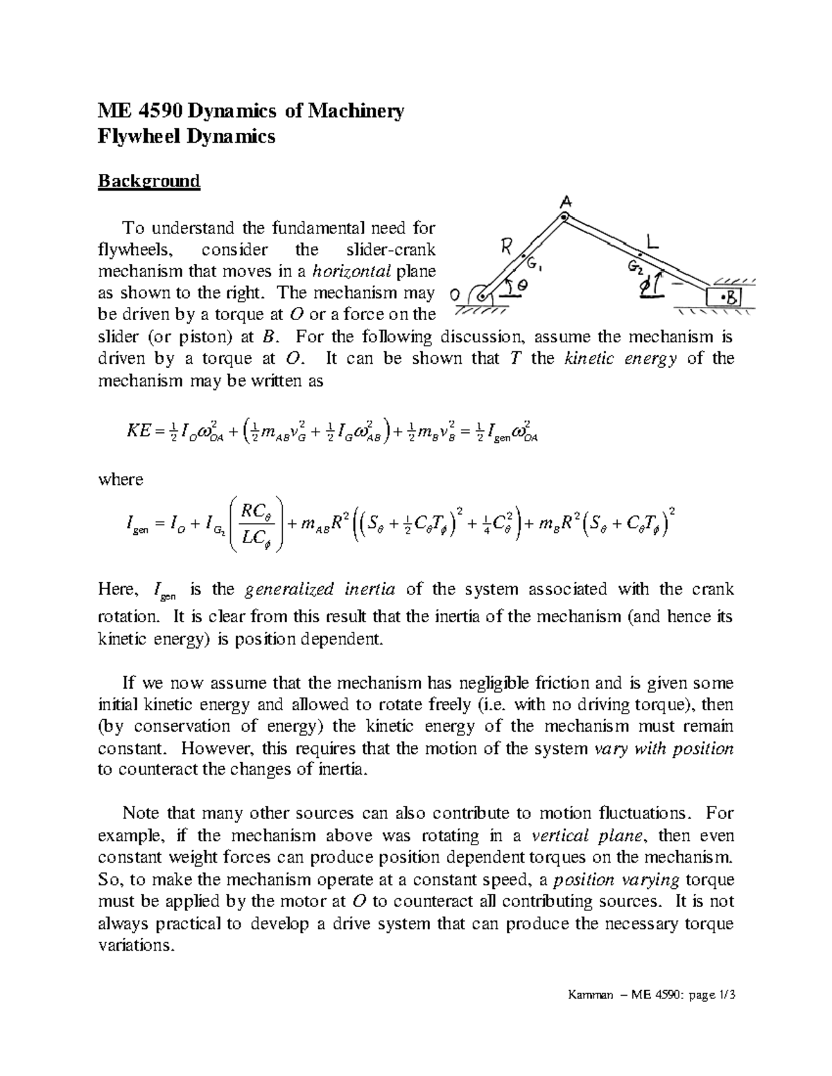 ME459Flywheels Flywheels Kamman ME 4590 page 1/ ME 4590 Dynamics
